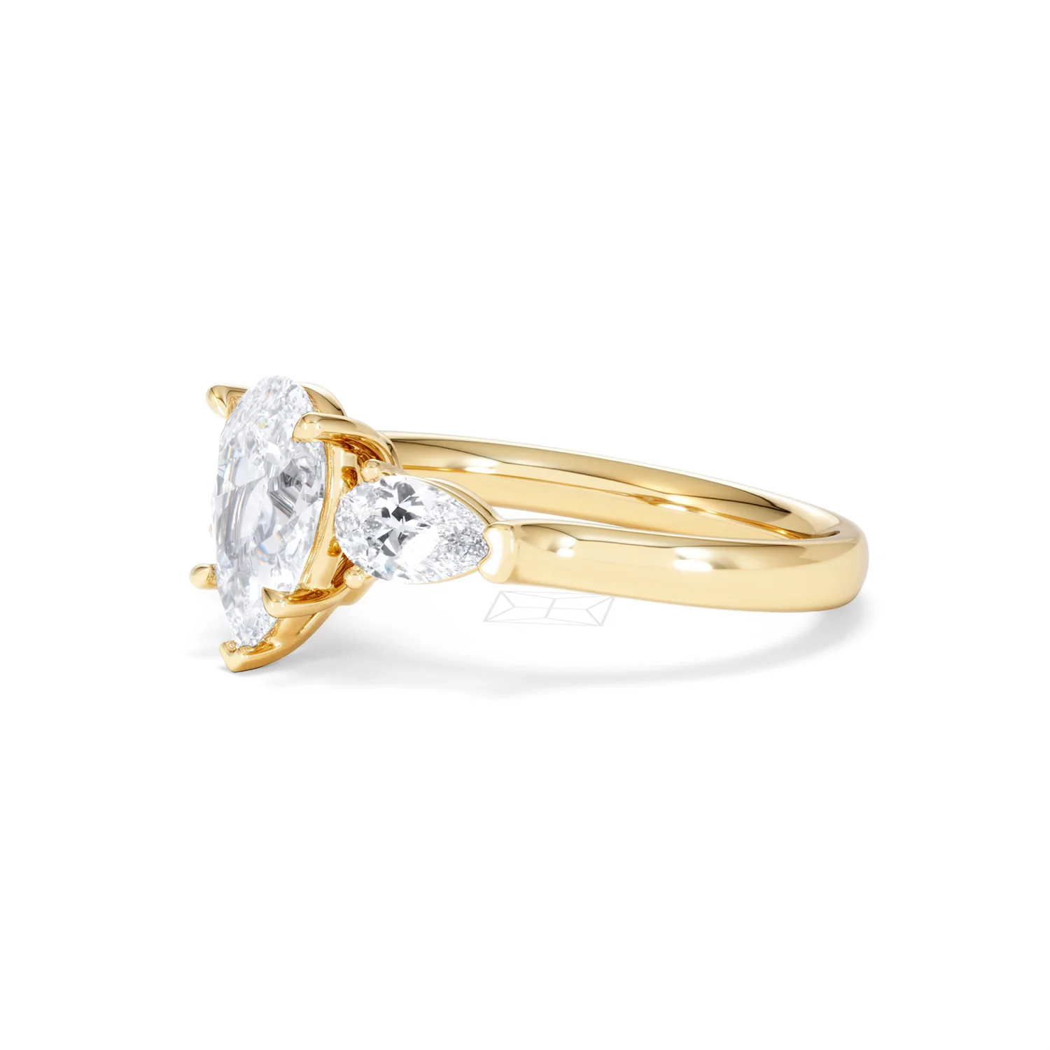 Adore 1.50ct Pear Cut Lab Diamond 3 Stone Engagement Ring in 18K Yellow Gold - Image 77