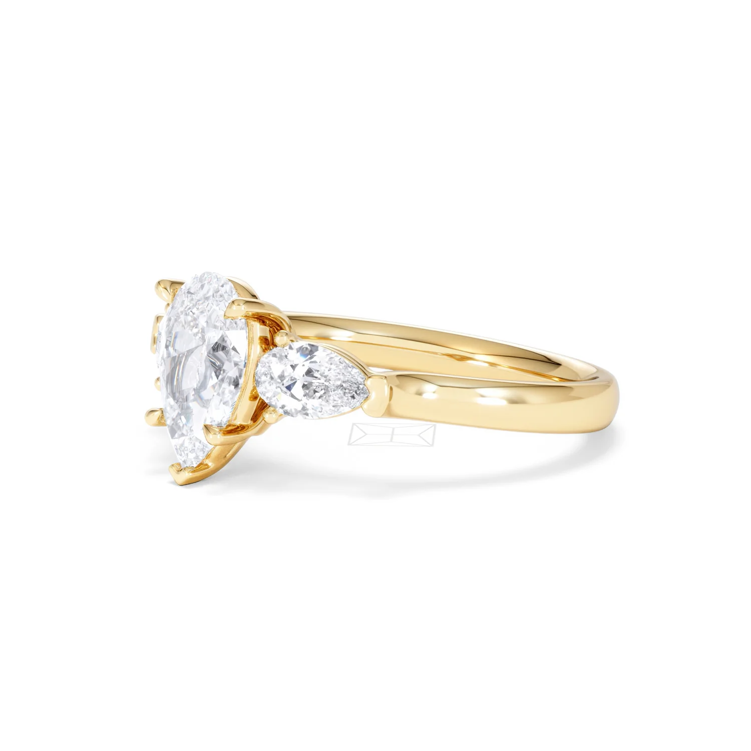 Adore 1.50ct Pear Cut Lab Diamond 3 Stone Engagement Ring in 18K Yellow Gold - Image 78