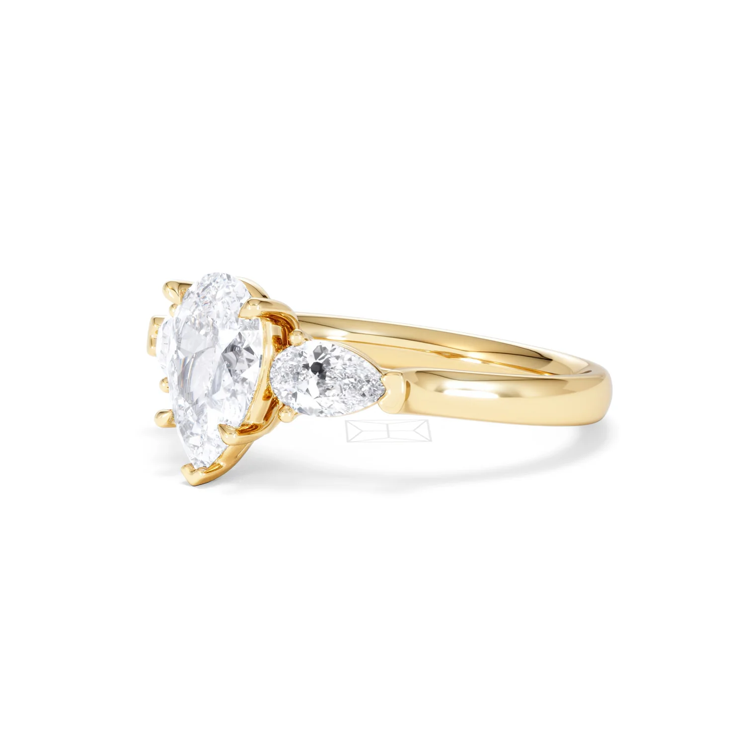 Adore 1.50ct Pear Cut Lab Diamond 3 Stone Engagement Ring in 18K Yellow Gold - Image 79