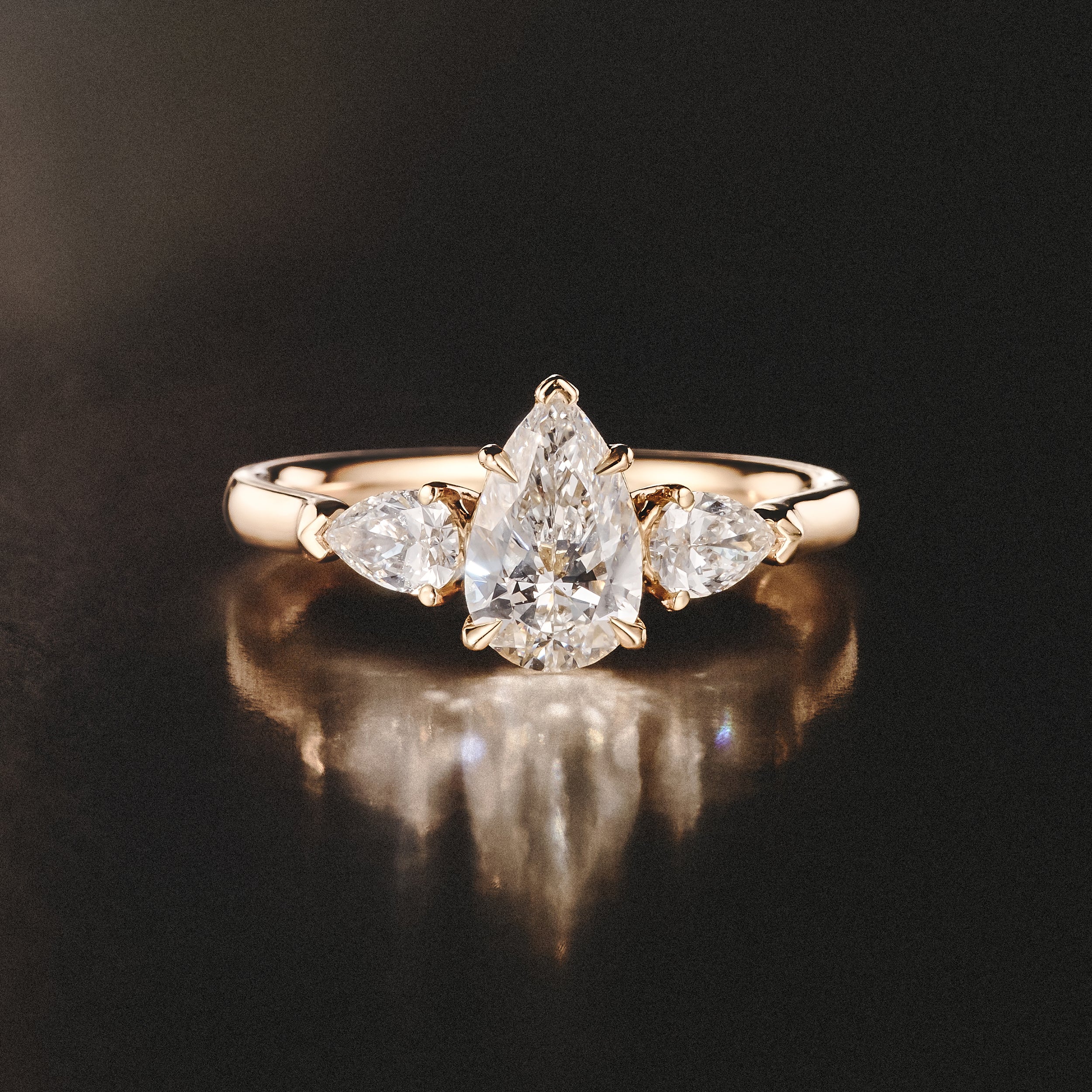 Adore 1.50ct Pear Cut Lab Diamond 3 Stone Engagement Ring in 18K Yellow Gold - Image 8
