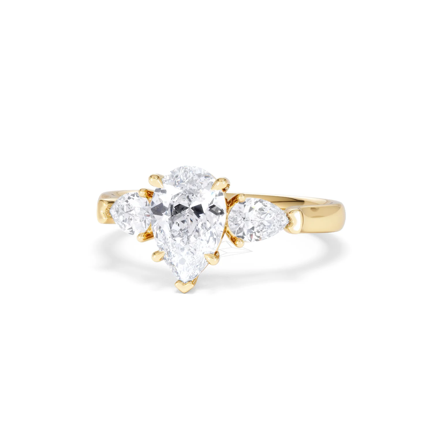 Adore 1.50ct Pear Cut Lab Diamond 3 Stone Engagement Ring in 18K Yellow Gold - Image 86