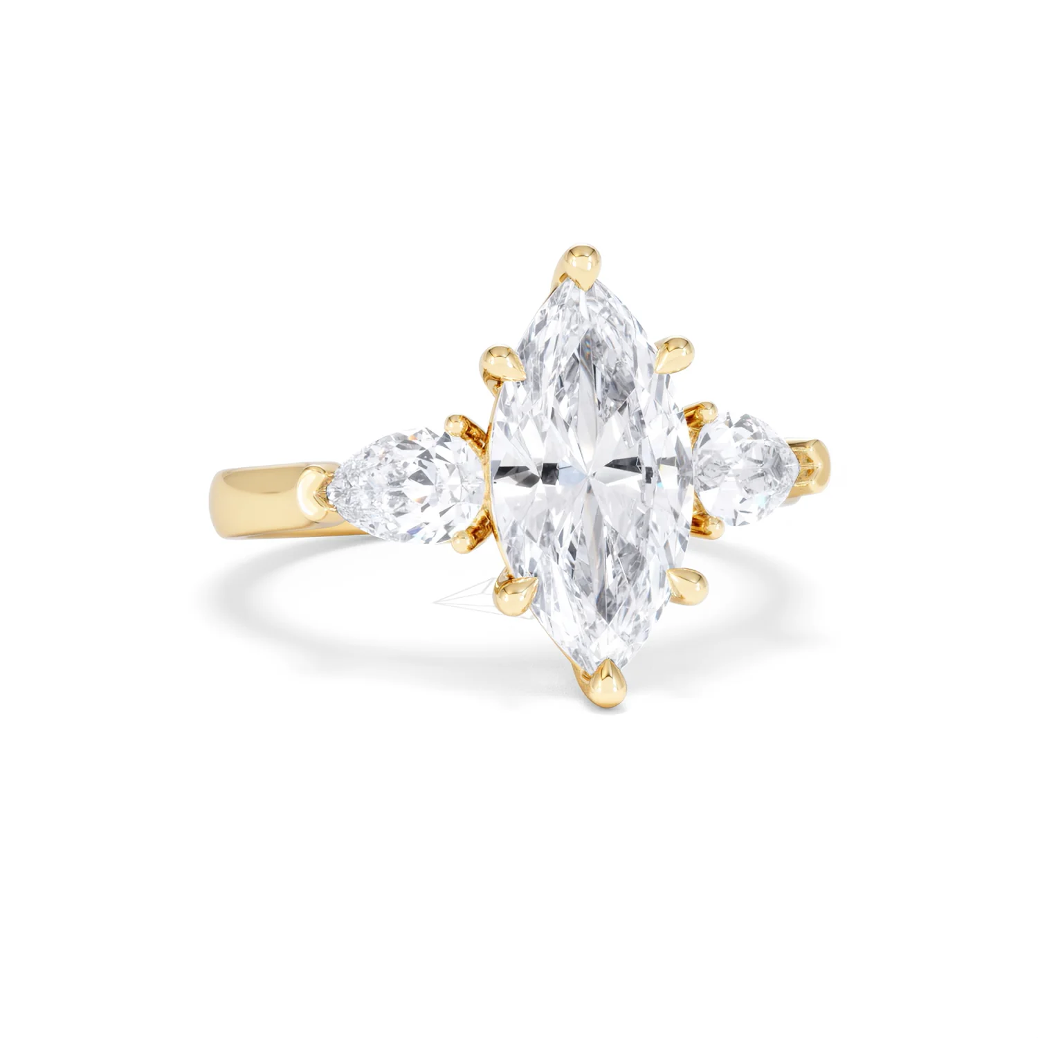 Adore 2.60ct Marquise Cut Lab Diamond 3 Stone Engagement Ring in 18K Yellow Gold - Image 10