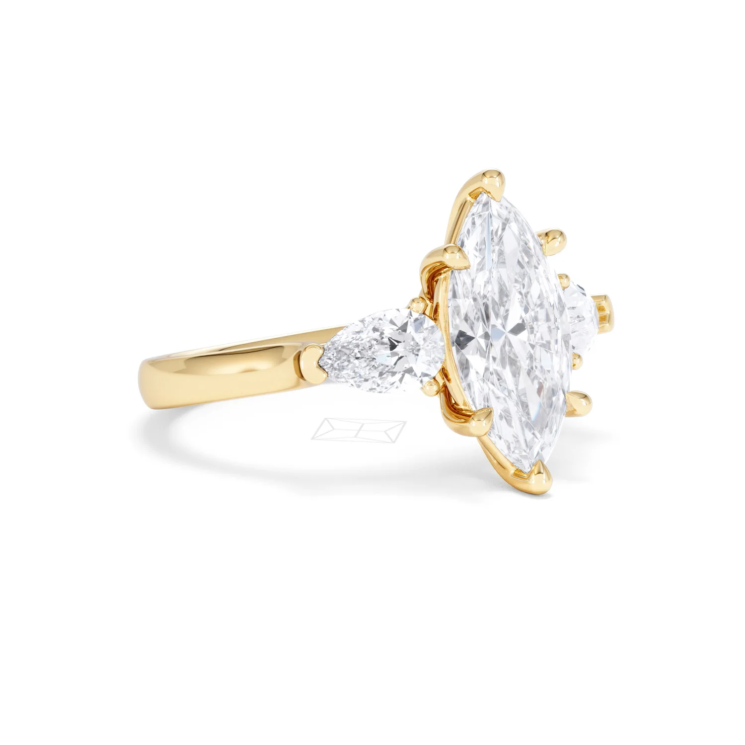 Adore 2.60ct Marquise Cut Lab Diamond 3 Stone Engagement Ring in 18K Yellow Gold - Image 15