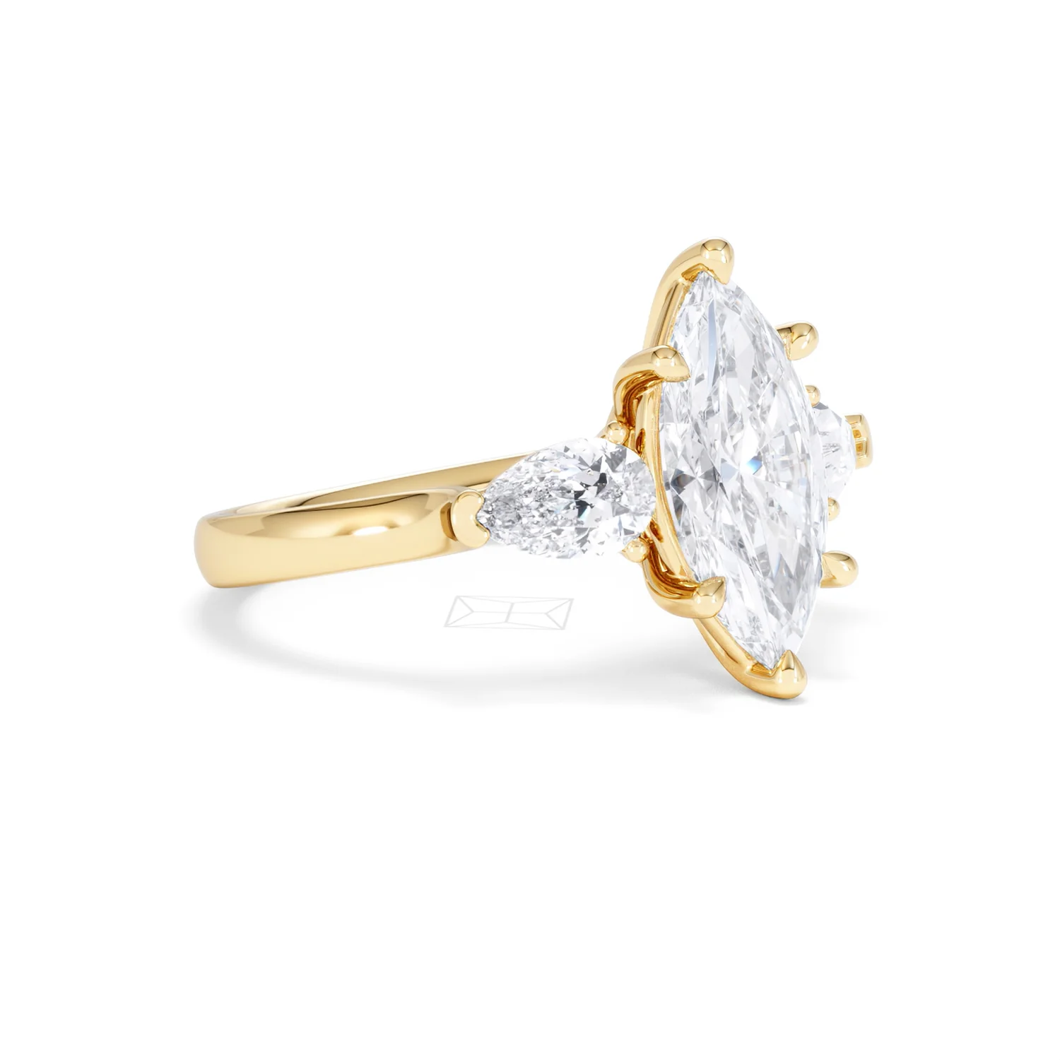 Adore 2.60ct Marquise Cut Lab Diamond 3 Stone Engagement Ring in 18K Yellow Gold - Image 16
