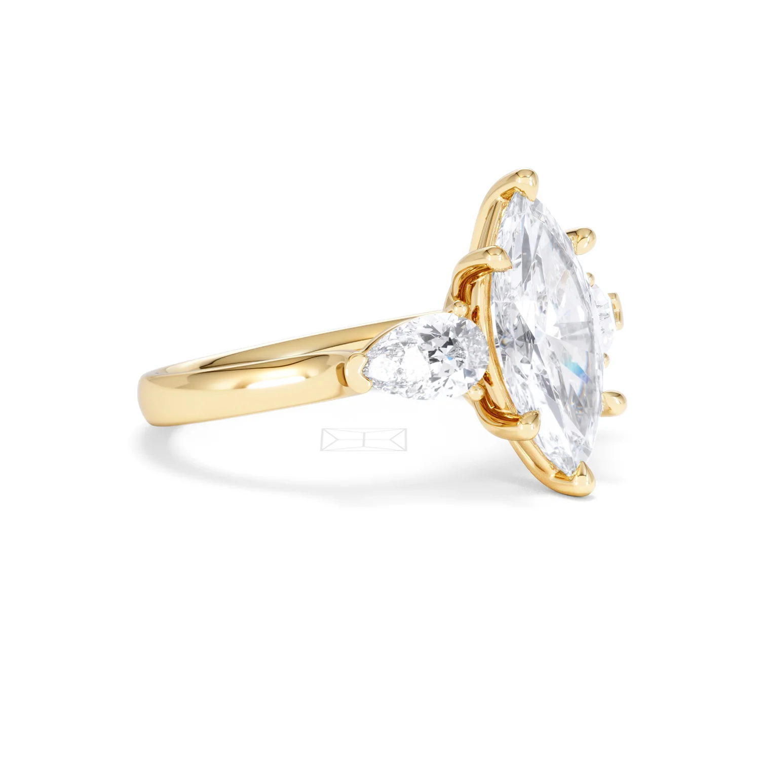 Adore 2.60ct Marquise Cut Lab Diamond 3 Stone Engagement Ring in 18K Yellow Gold - Image 17