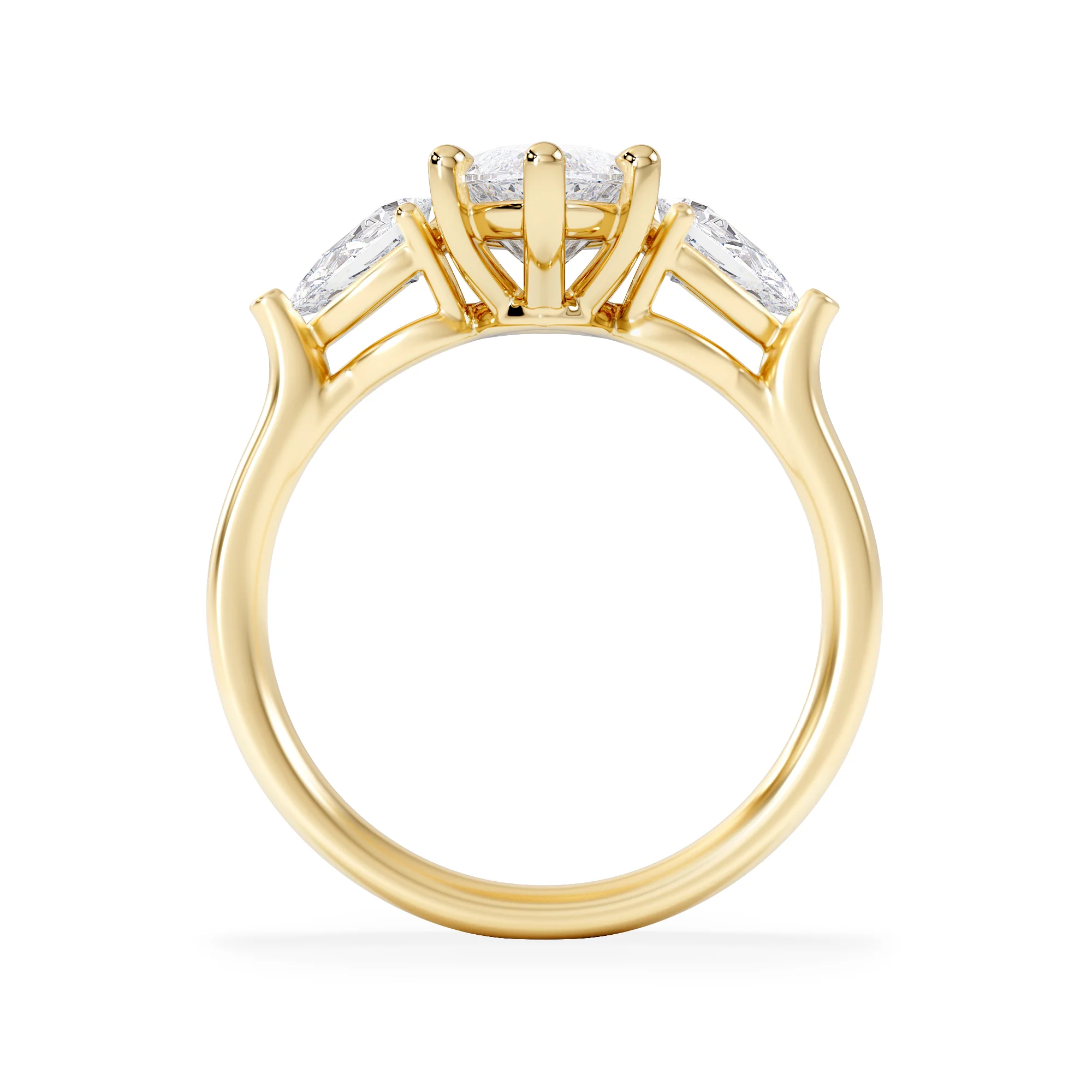 Adore 2.60ct Marquise Cut Lab Diamond 3 Stone Engagement Ring in 18K Yellow Gold - Image 3