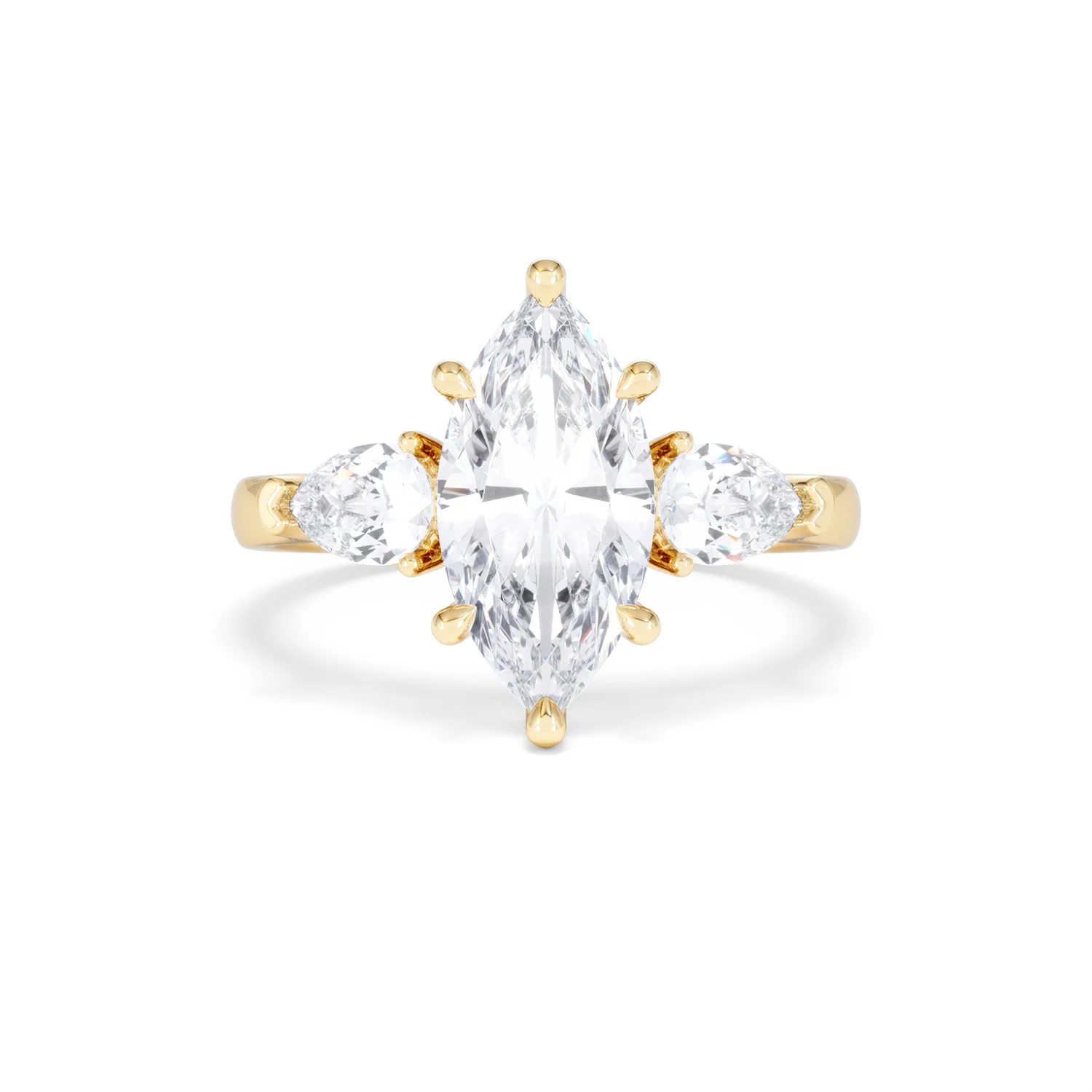 Adore 2.60ct Marquise Cut Lab Diamond 3 Stone Engagement Ring in 18K Yellow Gold - Image 7