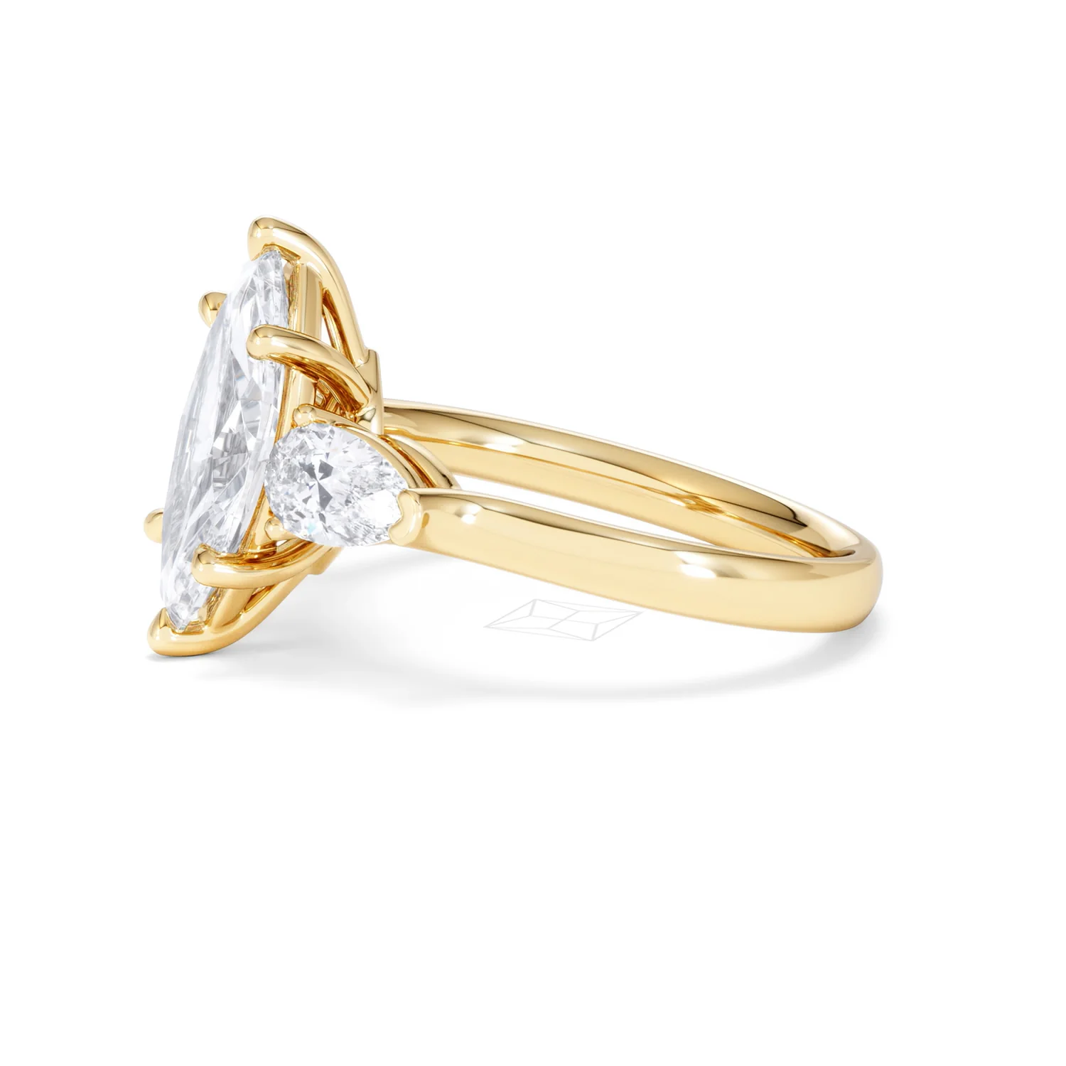 Adore 2.60ct Marquise Cut Lab Diamond 3 Stone Engagement Ring in 18K Yellow Gold - Image 71