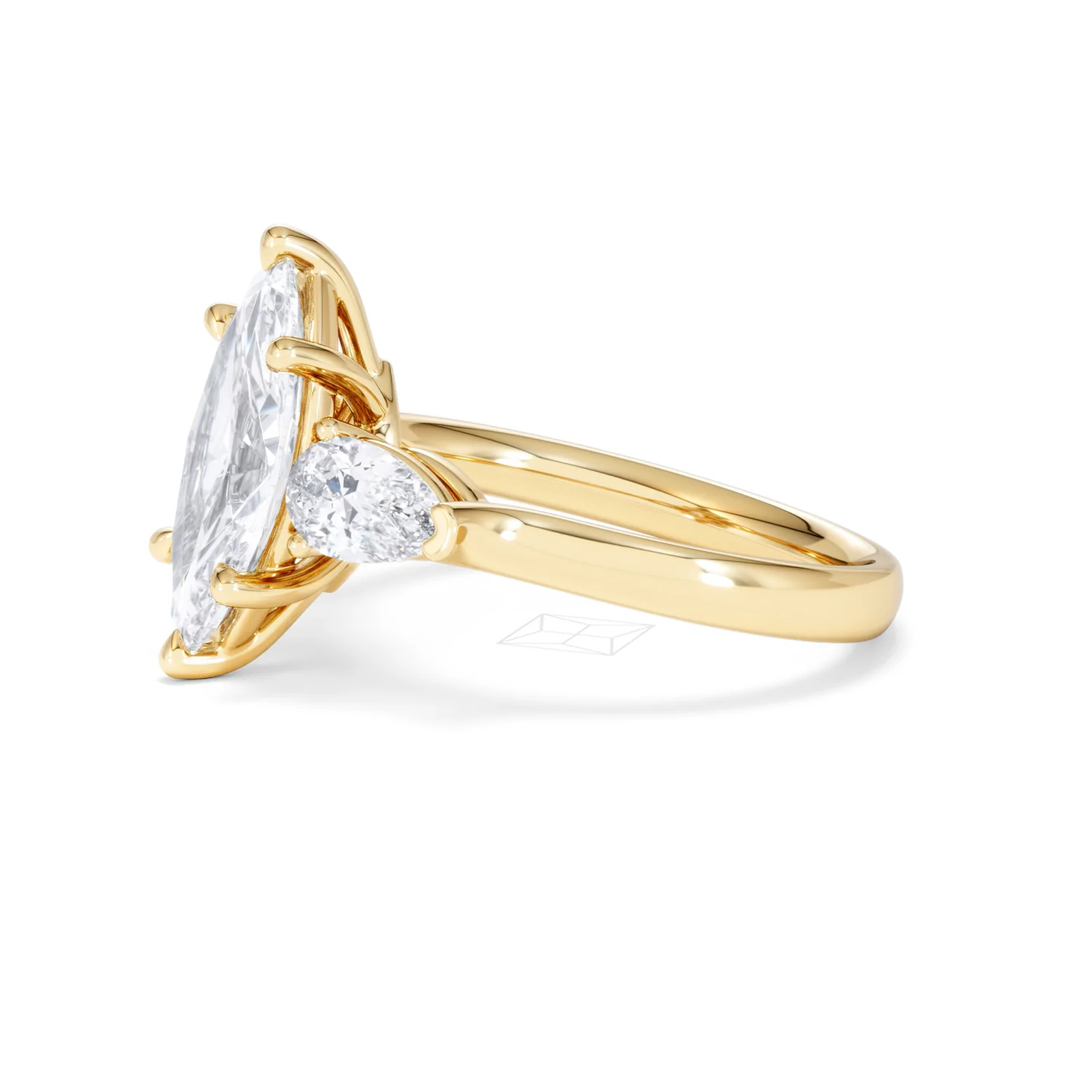 Adore 2.60ct Marquise Cut Lab Diamond 3 Stone Engagement Ring in 18K Yellow Gold - Image 72