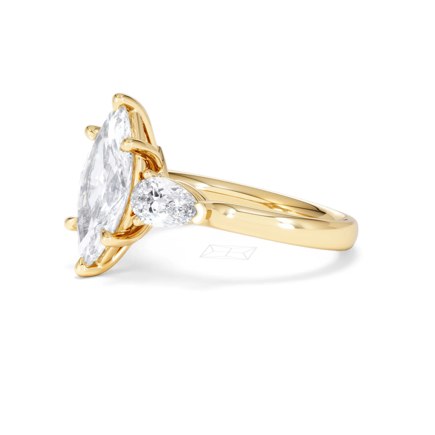 Adore 2.60ct Marquise Cut Lab Diamond 3 Stone Engagement Ring in 18K Yellow Gold - Image 74