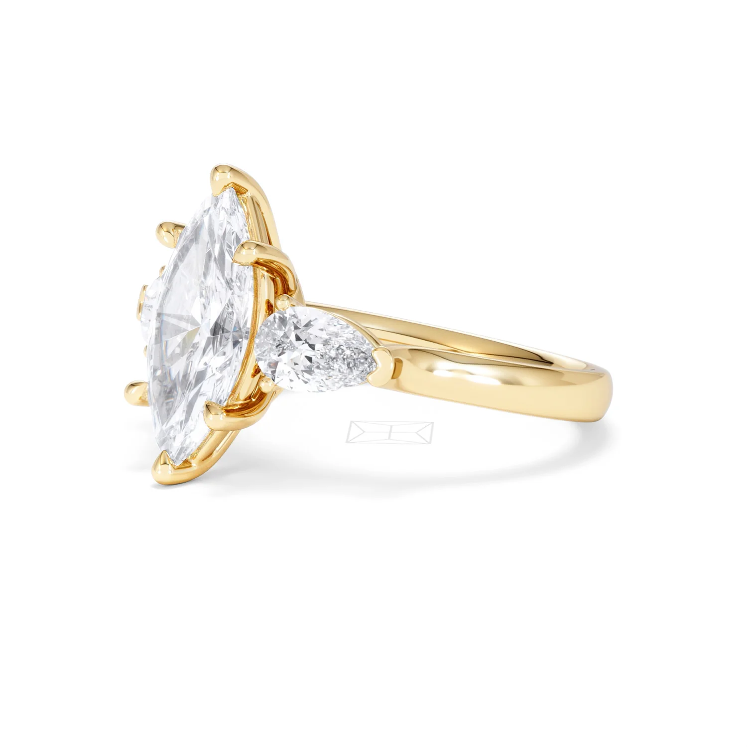 Adore 2.60ct Marquise Cut Lab Diamond 3 Stone Engagement Ring in 18K Yellow Gold - Image 76