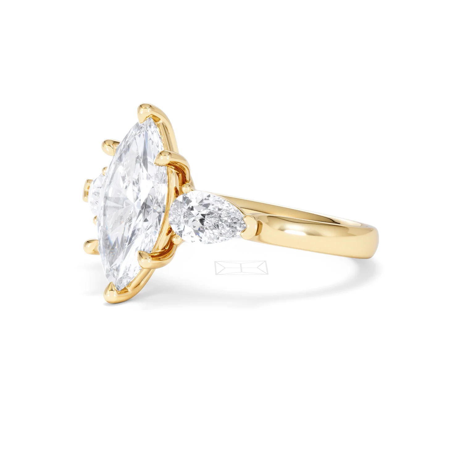 Adore 2.60ct Marquise Cut Lab Diamond 3 Stone Engagement Ring in 18K Yellow Gold - Image 77