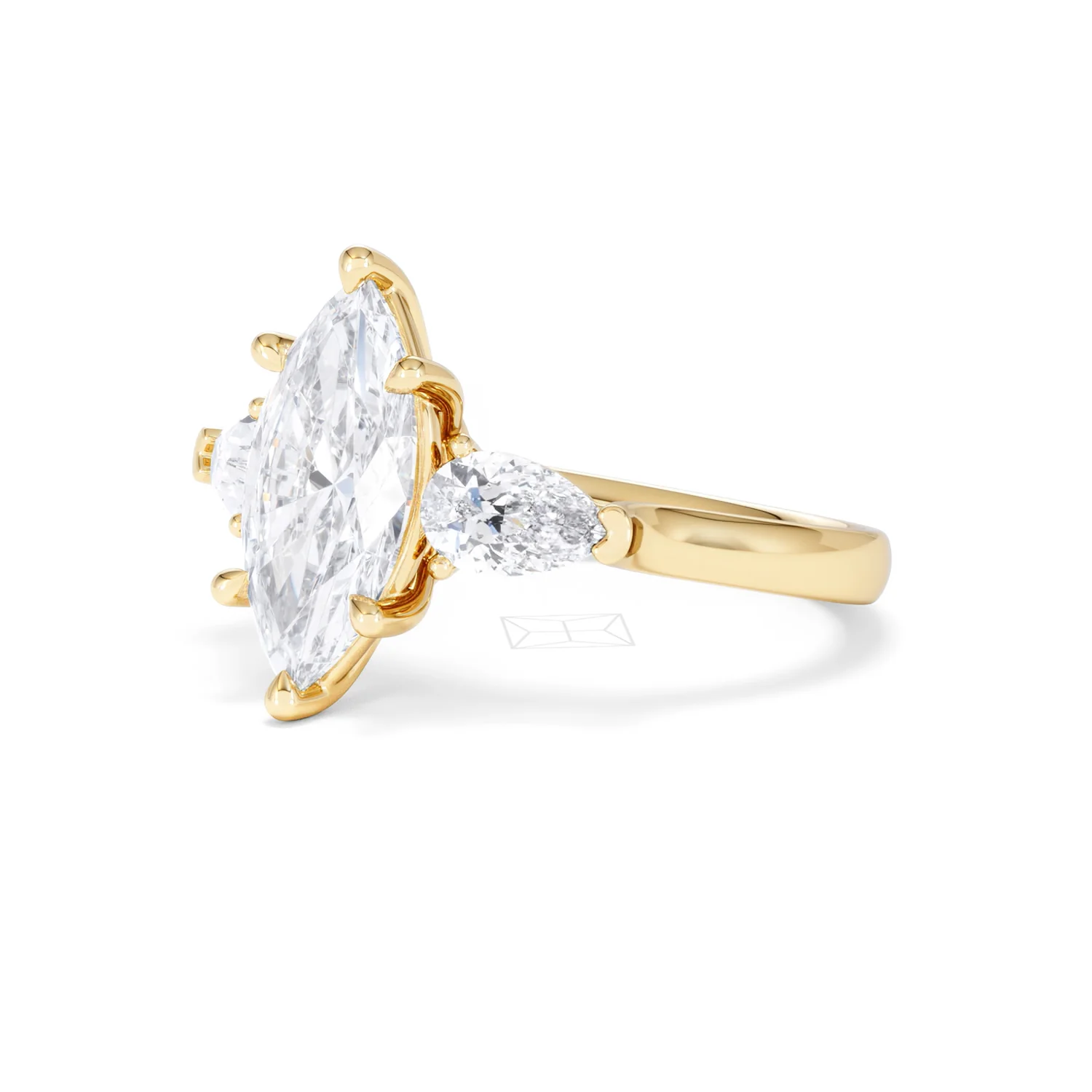 Adore 2.60ct Marquise Cut Lab Diamond 3 Stone Engagement Ring in 18K Yellow Gold - Image 78