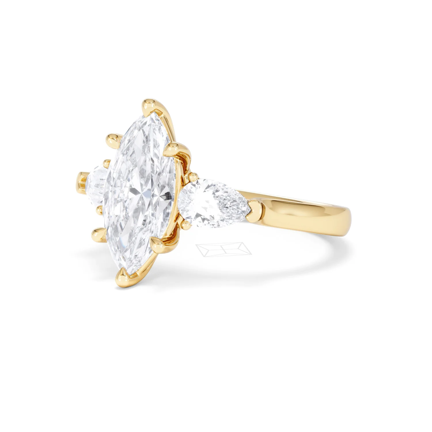 Adore 2.60ct Marquise Cut Lab Diamond 3 Stone Engagement Ring in 18K Yellow Gold - Image 79