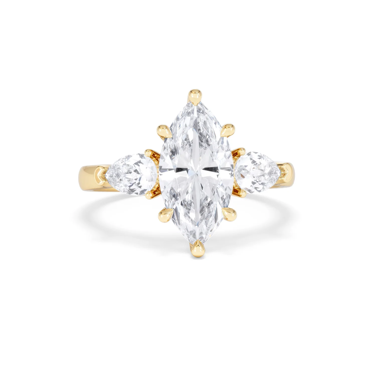 Adore 2.60ct Marquise Cut Lab Diamond 3 Stone Engagement Ring in 18K Yellow Gold - Image 8