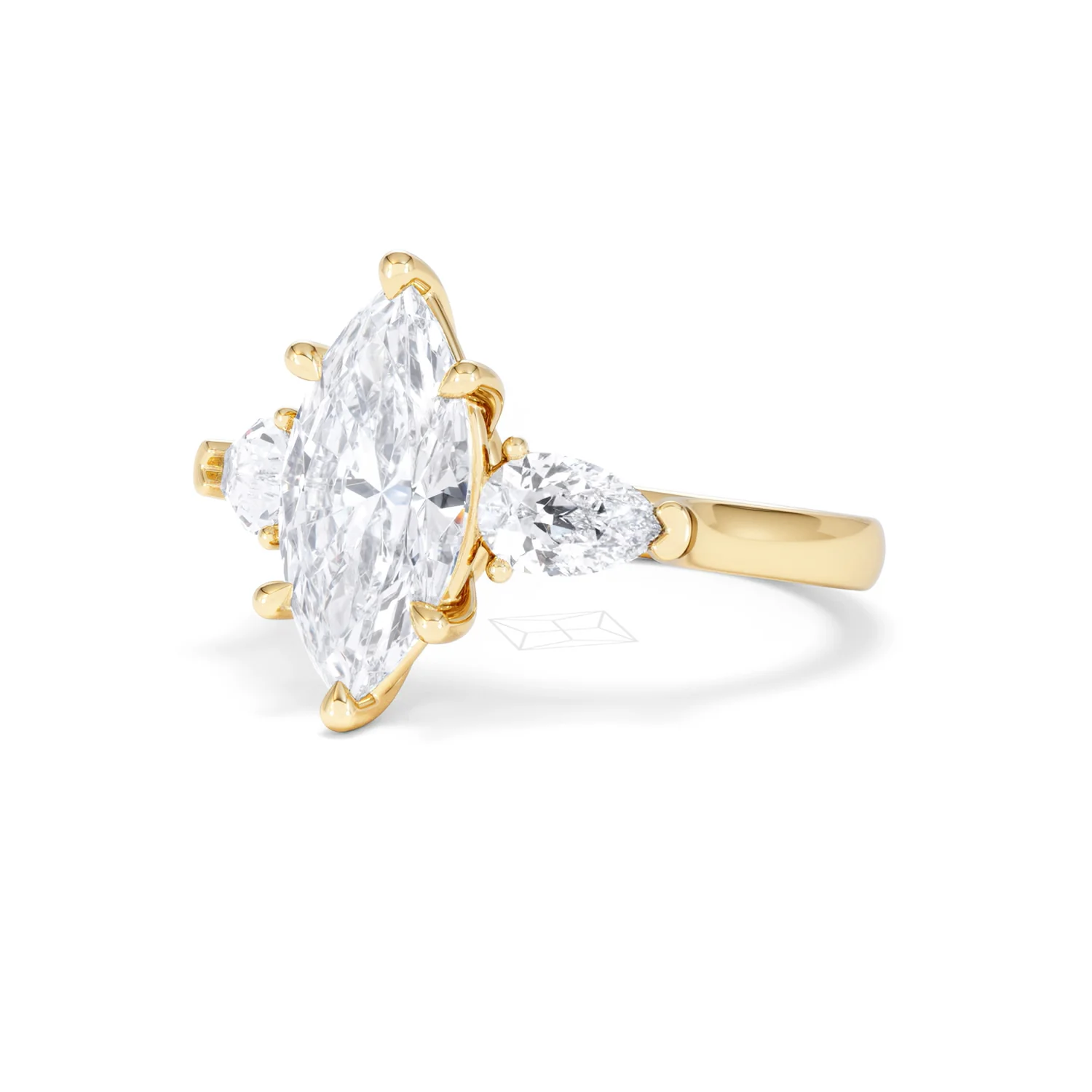 Adore 2.60ct Marquise Cut Lab Diamond 3 Stone Engagement Ring in 18K Yellow Gold - Image 80