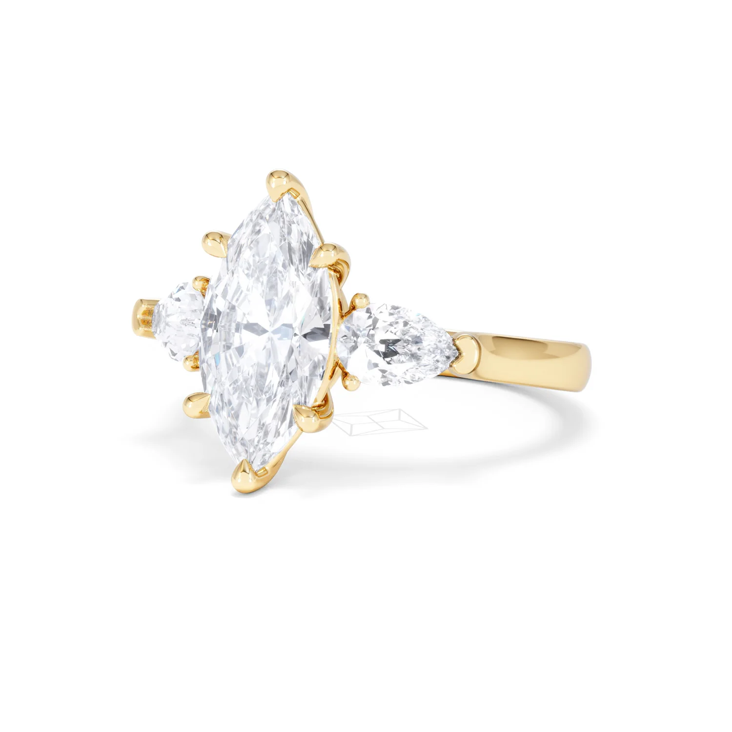 Adore 2.60ct Marquise Cut Lab Diamond 3 Stone Engagement Ring in 18K Yellow Gold - Image 81