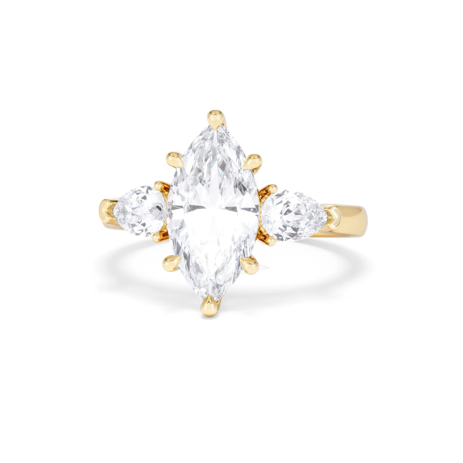 Adore 2.60ct Marquise Cut Lab Diamond 3 Stone Engagement Ring in 18K Yellow Gold - Image 85