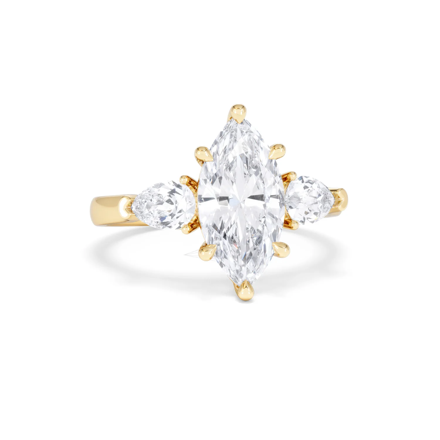 Adore 2.60ct Marquise Cut Lab Diamond 3 Stone Engagement Ring in 18K Yellow Gold - Image 9