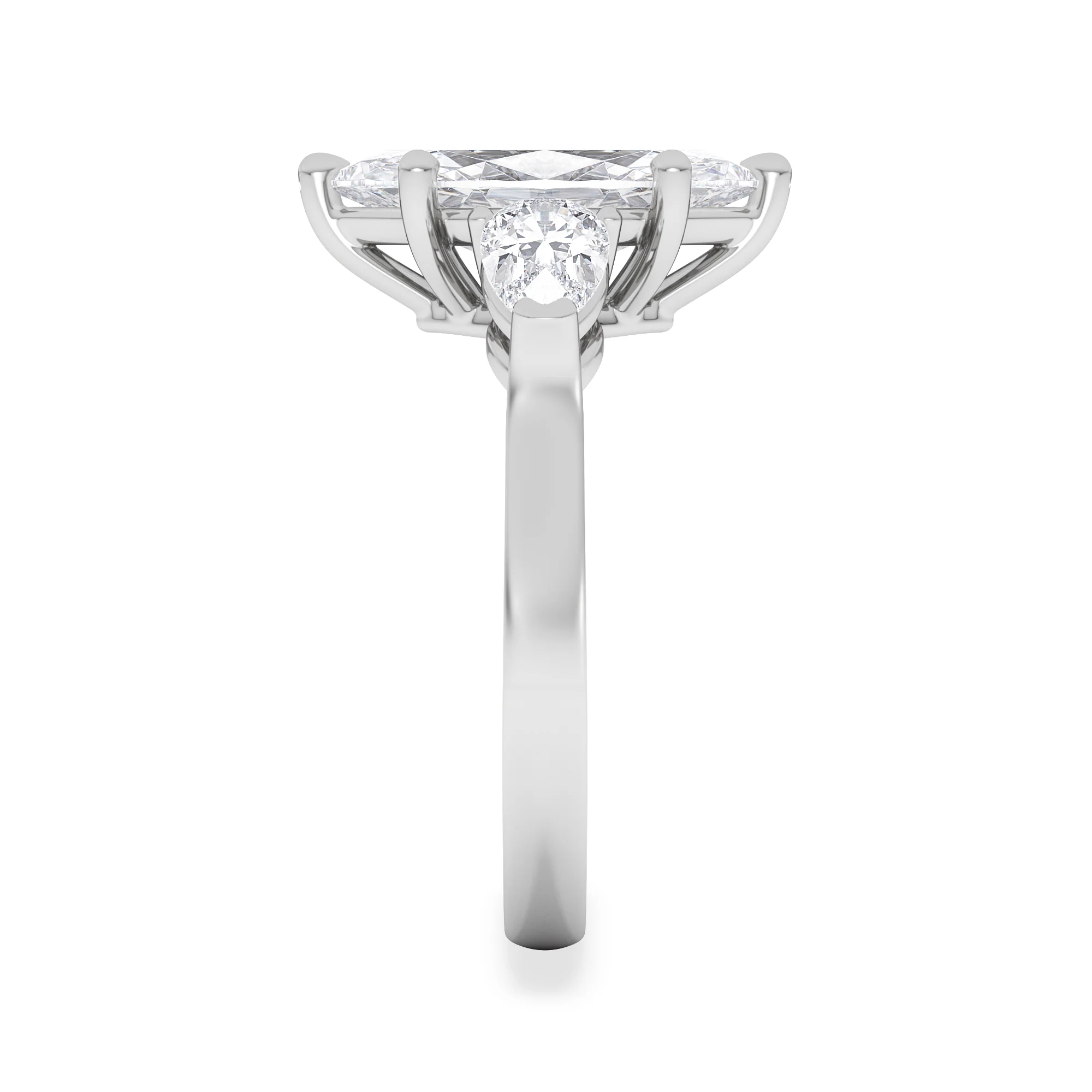 Adore 2.60ct Marquise Cut Lab Diamond 3 Stone Engagement Ring in Platinum - Image 5
