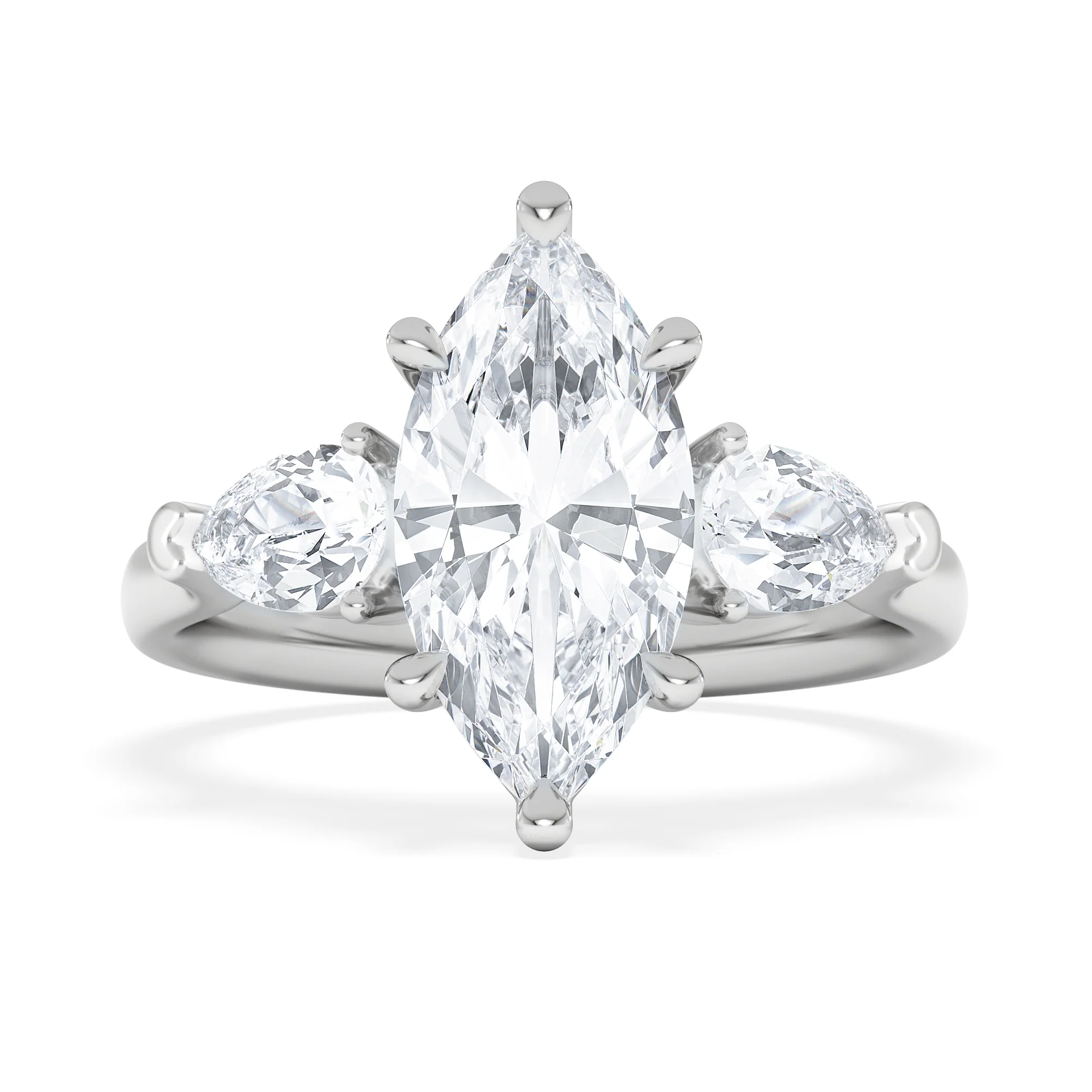 Adore 2.60ct Marquise Cut Lab Diamond 3 Stone Engagement Ring in Platinum - Image 6