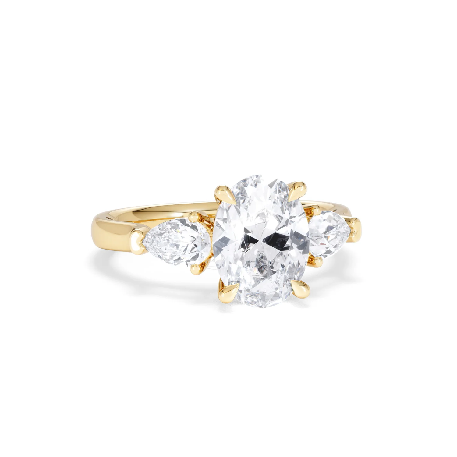 Adore 2.60ct Oval Cut Lab Diamond 3 Stone Engagement Ring in 18K Yellow Gold - Image 10