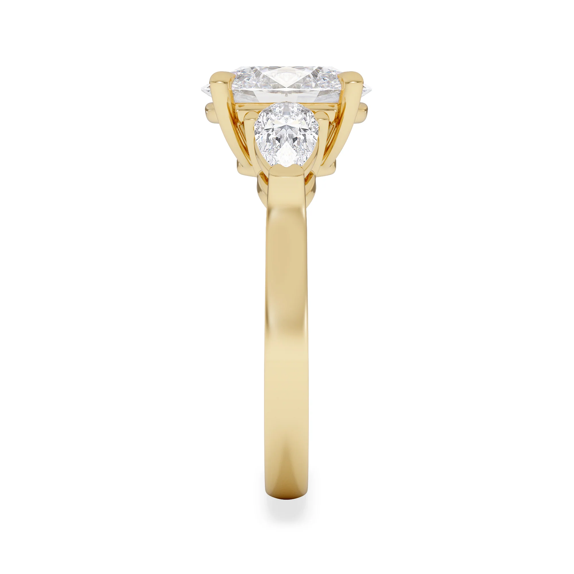 Adore 2.60ct Oval Cut Lab Diamond 3 Stone Engagement Ring in 18K Yellow Gold - Image 5
