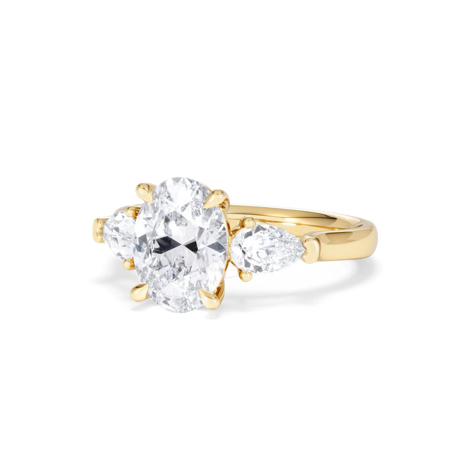 Adore 2.60ct Oval Cut Lab Diamond 3 Stone Engagement Ring in 18K Yellow Gold - Image 82