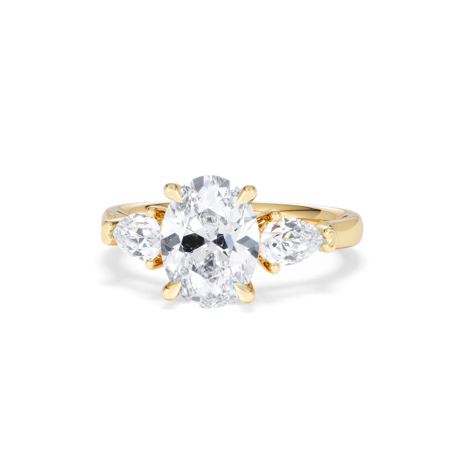 Adore 2.60ct Oval Cut Lab Diamond 3 Stone Engagement Ring in 18K Yellow Gold - Image 85