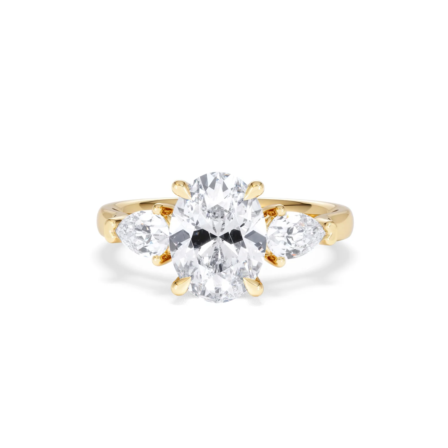 Adore 2.60ct Oval Cut Lab Diamond 3 Stone Engagement Ring in 18K Yellow Gold - Image 86