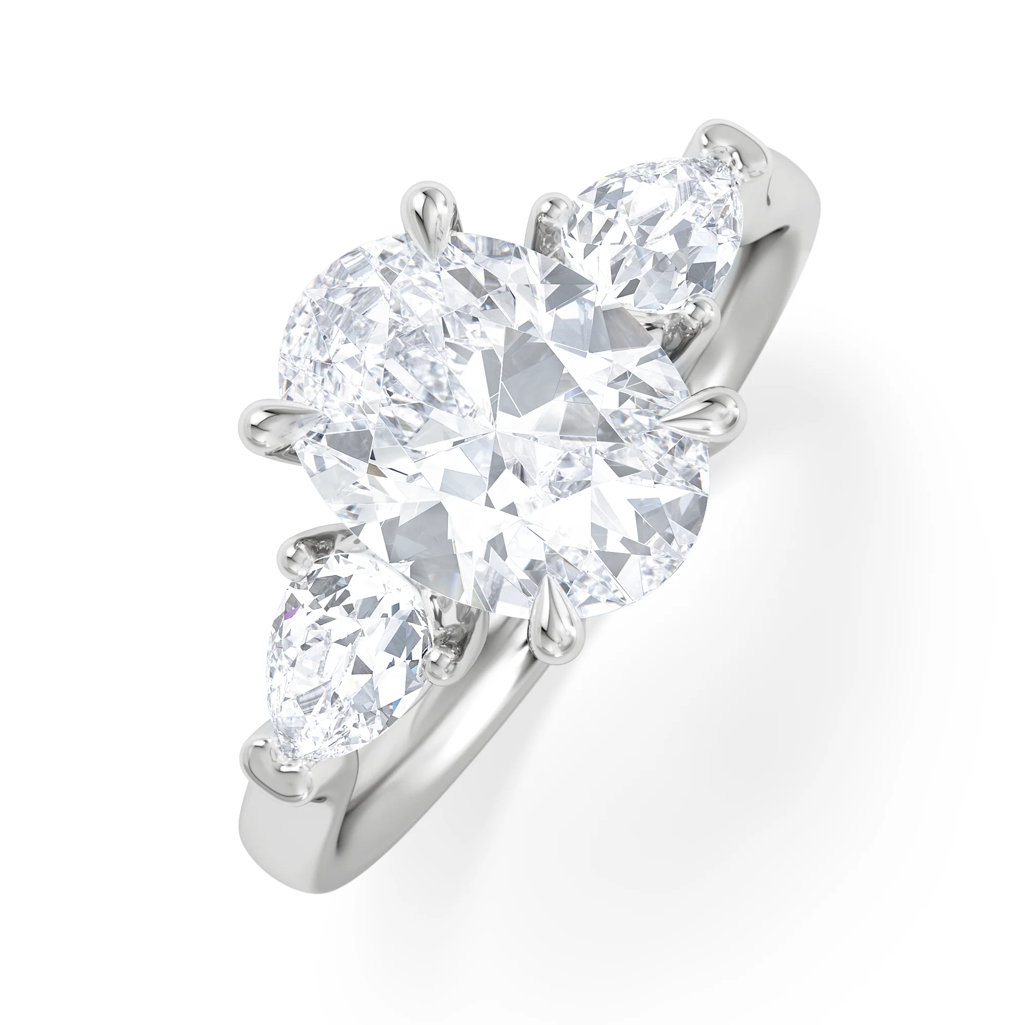 Adore 2.60ct Oval Cut Lab Diamond 3 Stone Engagement Ring in Platinum