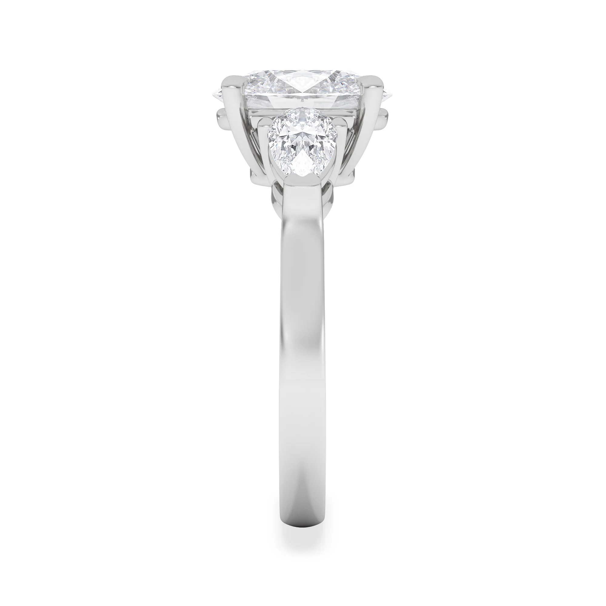 Adore 2.60ct Oval Cut Lab Diamond 3 Stone Engagement Ring in Platinum - Image 5