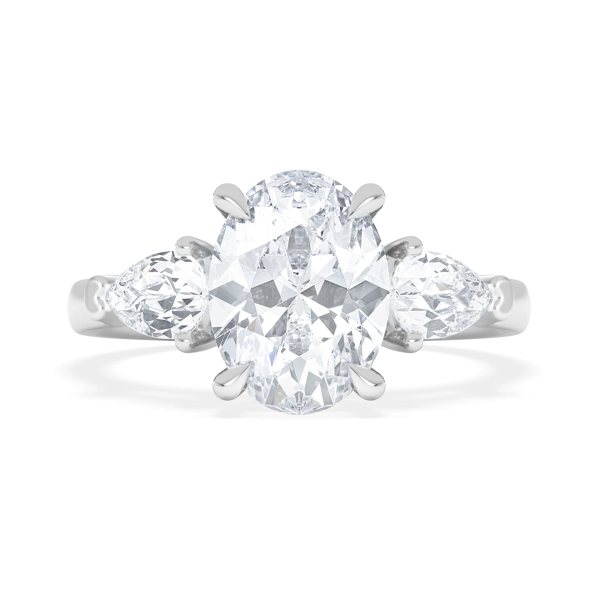 Adore 2.60ct Oval Cut Lab Diamond 3 Stone Engagement Ring in Platinum - Image 6