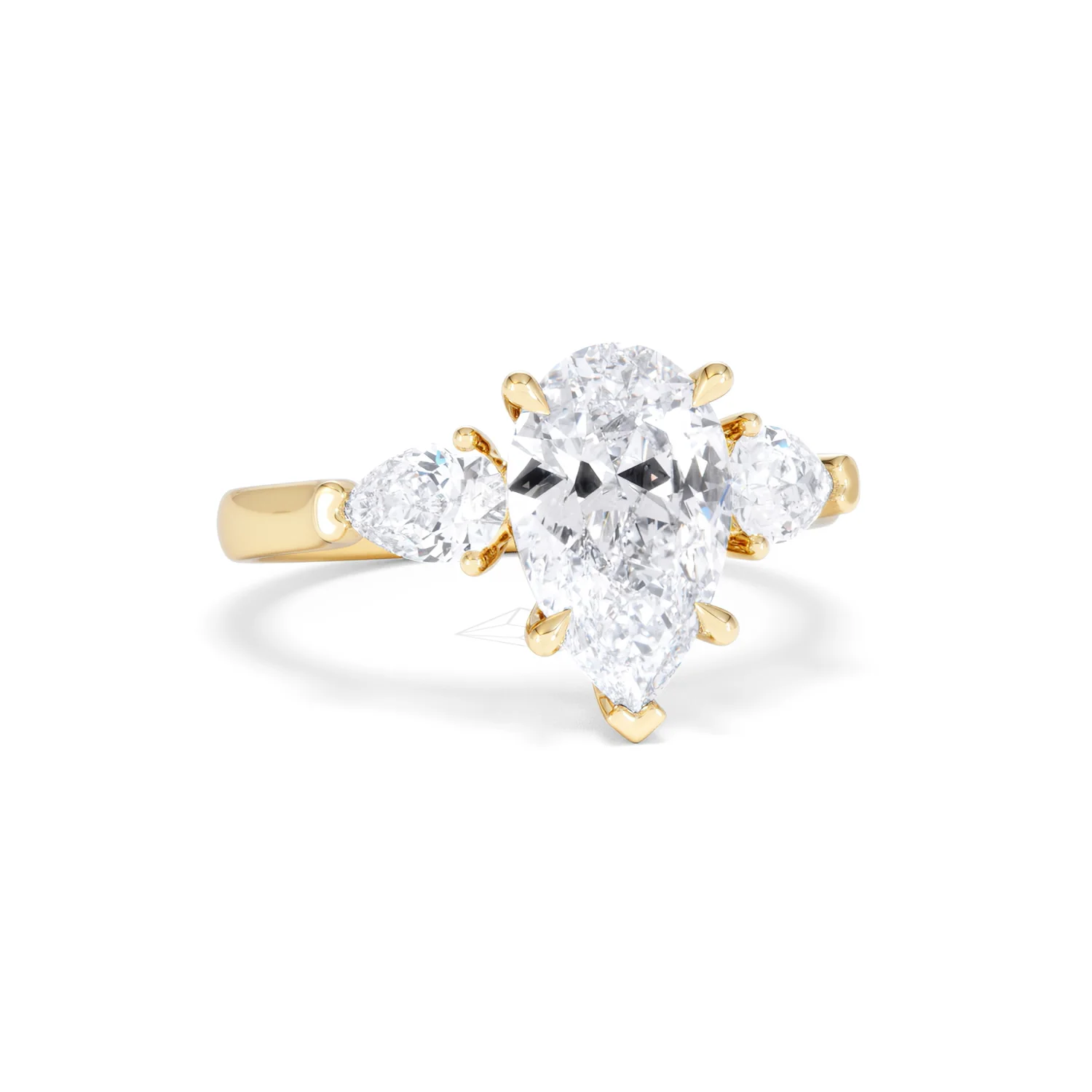Adore 2.60ct Pear Cut Lab Diamond 3 Stone Engagement Ring in 18K Yellow Gold - Image 10