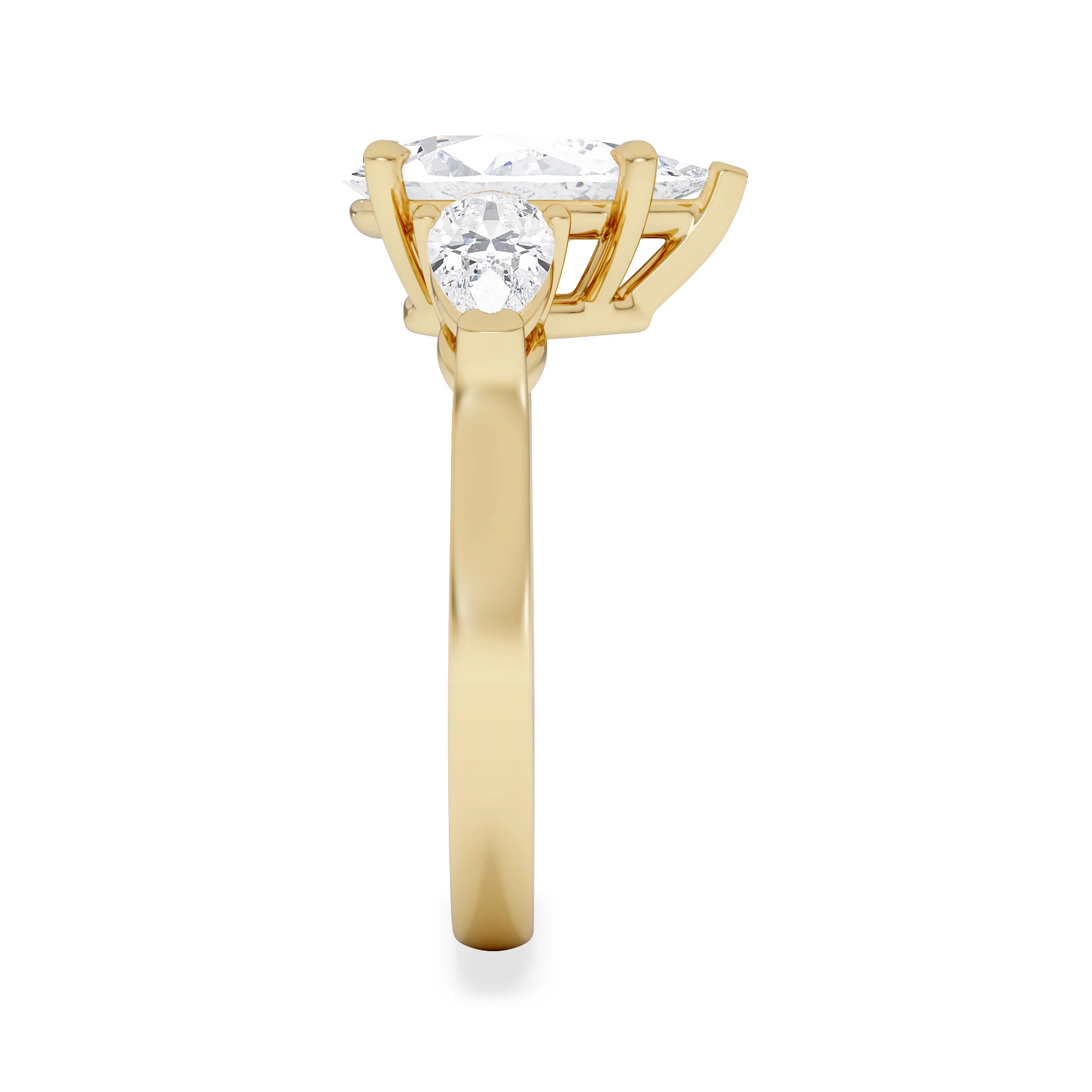 Adore 2.60ct Pear Cut Lab Diamond 3 Stone Engagement Ring in 18K Yellow Gold - Image 5