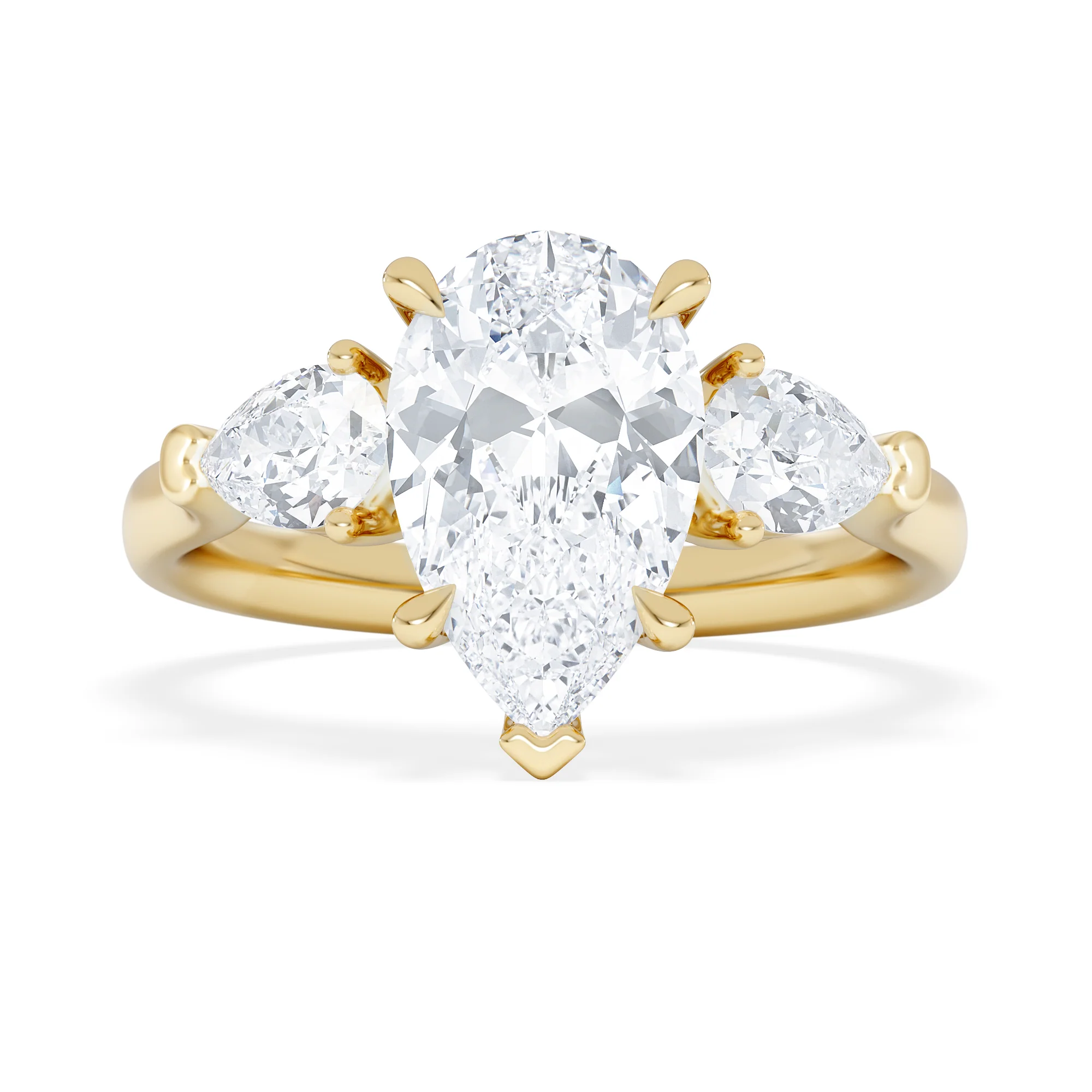 Adore 2.60ct Pear Cut Lab Diamond 3 Stone Engagement Ring in 18K Yellow Gold - Image 6