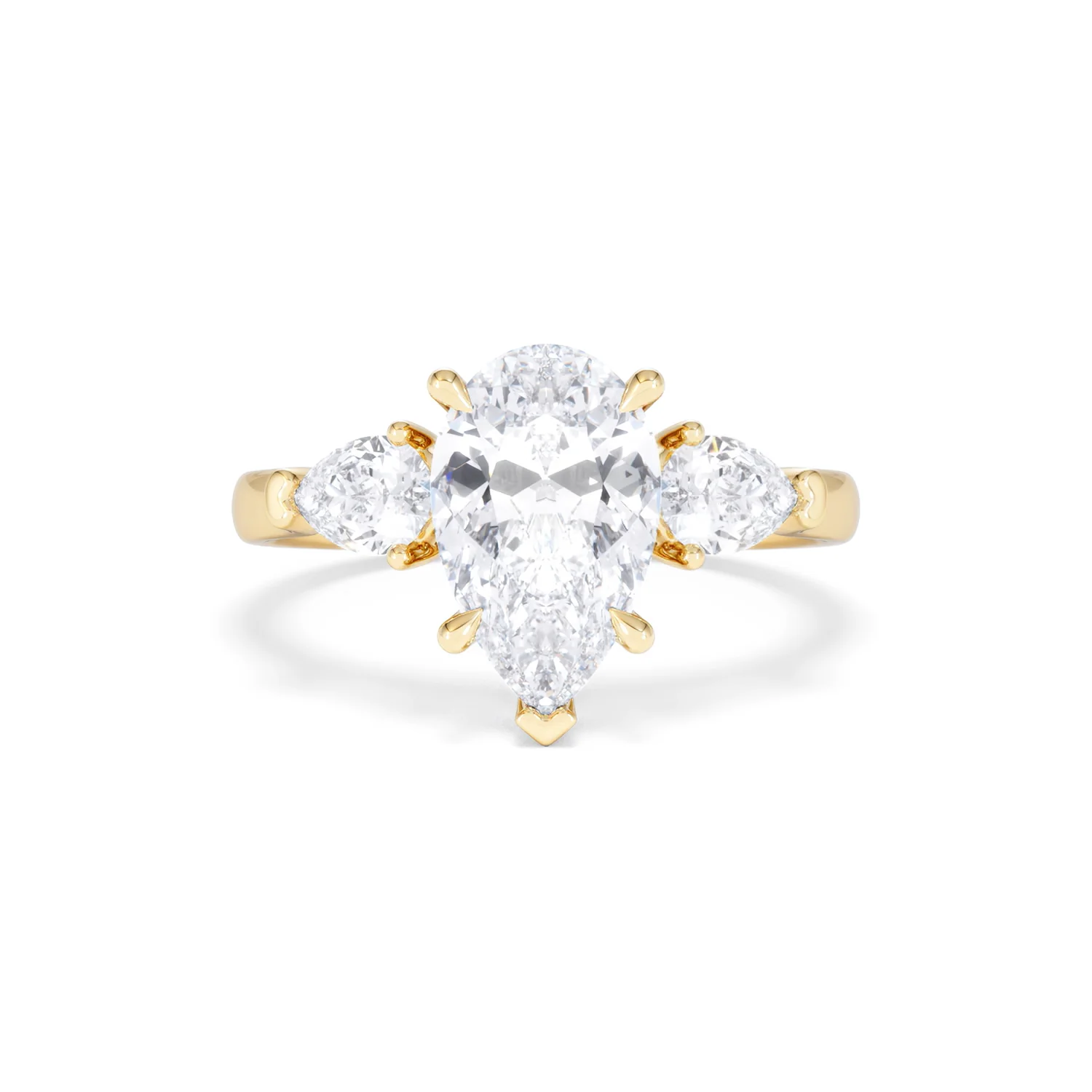 Adore 2.60ct Pear Cut Lab Diamond 3 Stone Engagement Ring in 18K Yellow Gold - Image 7
