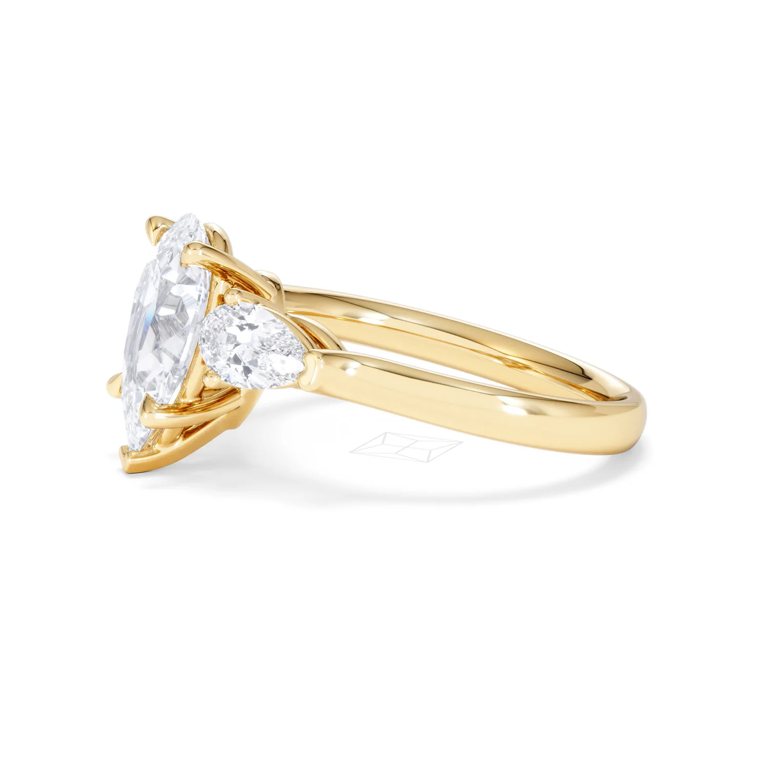Adore 2.60ct Pear Cut Lab Diamond 3 Stone Engagement Ring in 18K Yellow Gold - Image 71