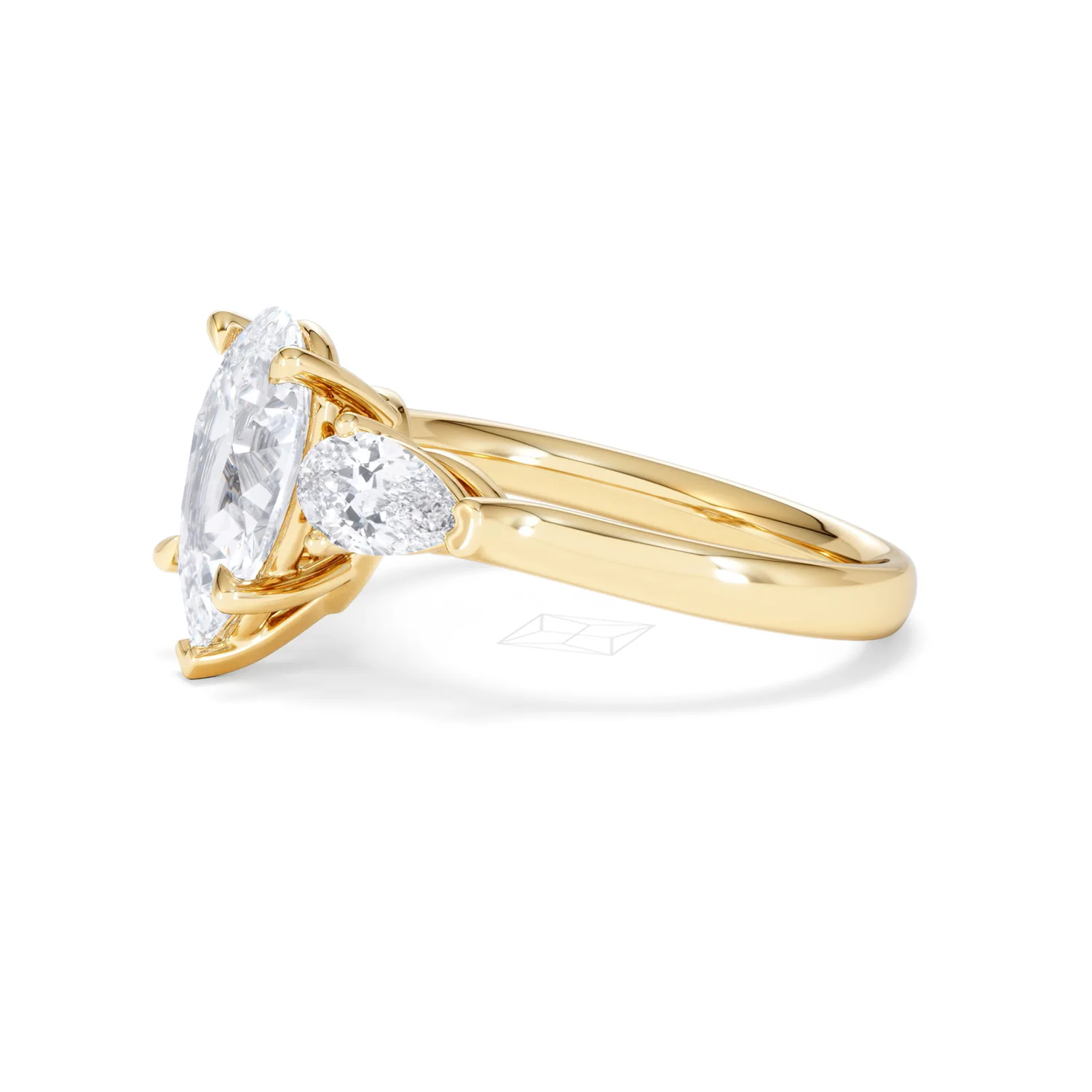 Adore 2.60ct Pear Cut Lab Diamond 3 Stone Engagement Ring in 18K Yellow Gold - Image 72