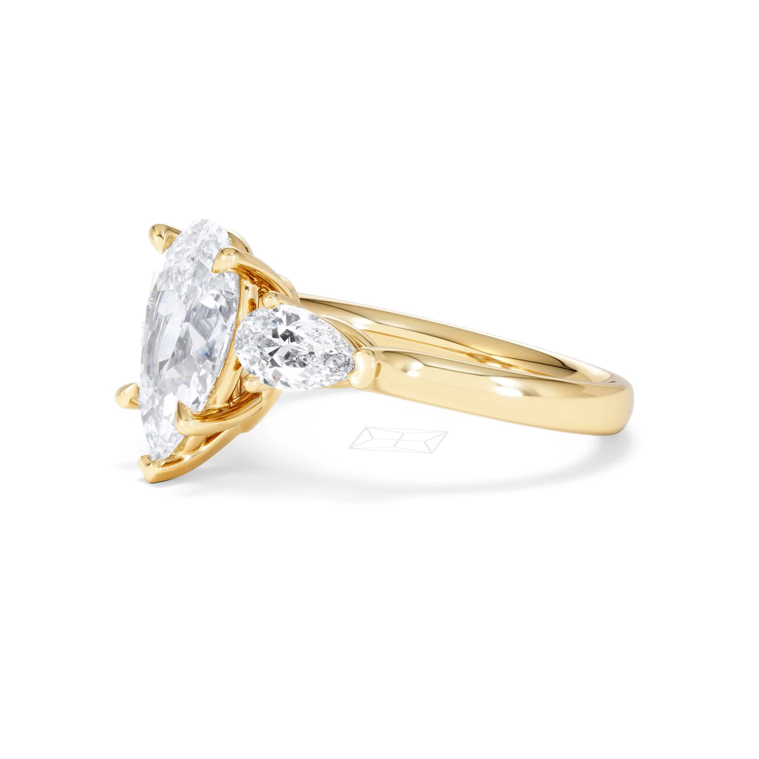 Adore 2.60ct Pear Cut Lab Diamond 3 Stone Engagement Ring in 18K Yellow Gold - Image 74