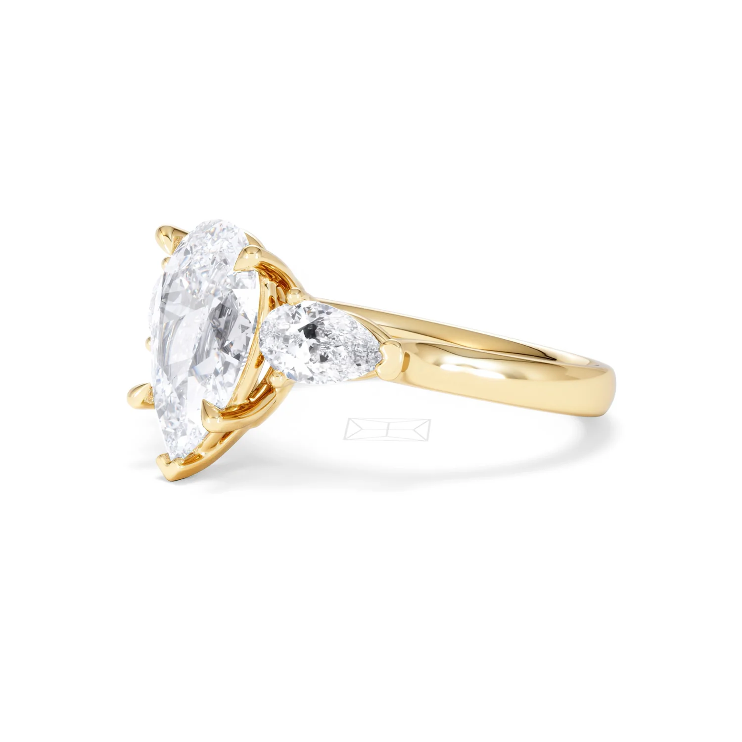 Adore 2.60ct Pear Cut Lab Diamond 3 Stone Engagement Ring in 18K Yellow Gold - Image 76