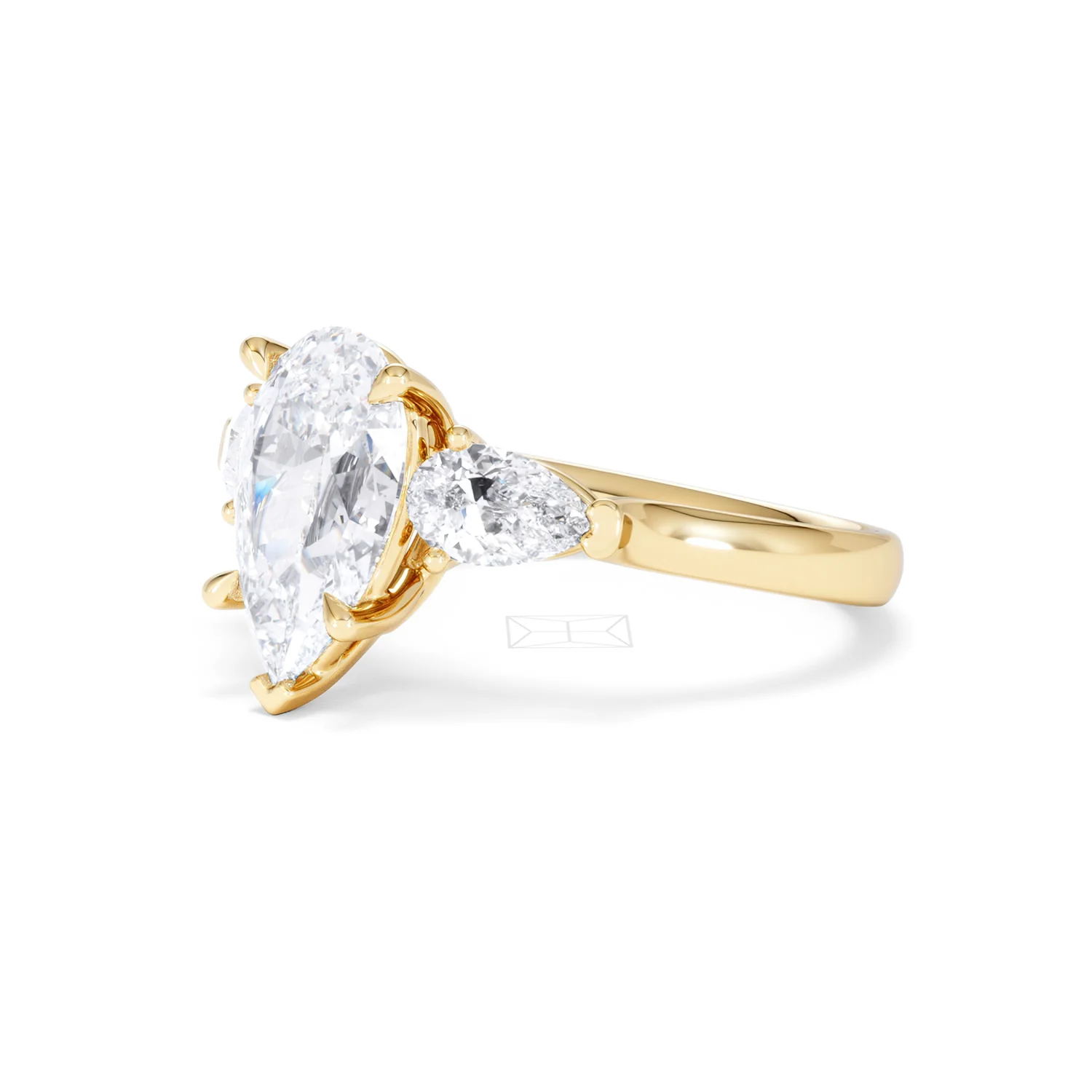 Adore 2.60ct Pear Cut Lab Diamond 3 Stone Engagement Ring in 18K Yellow Gold - Image 77