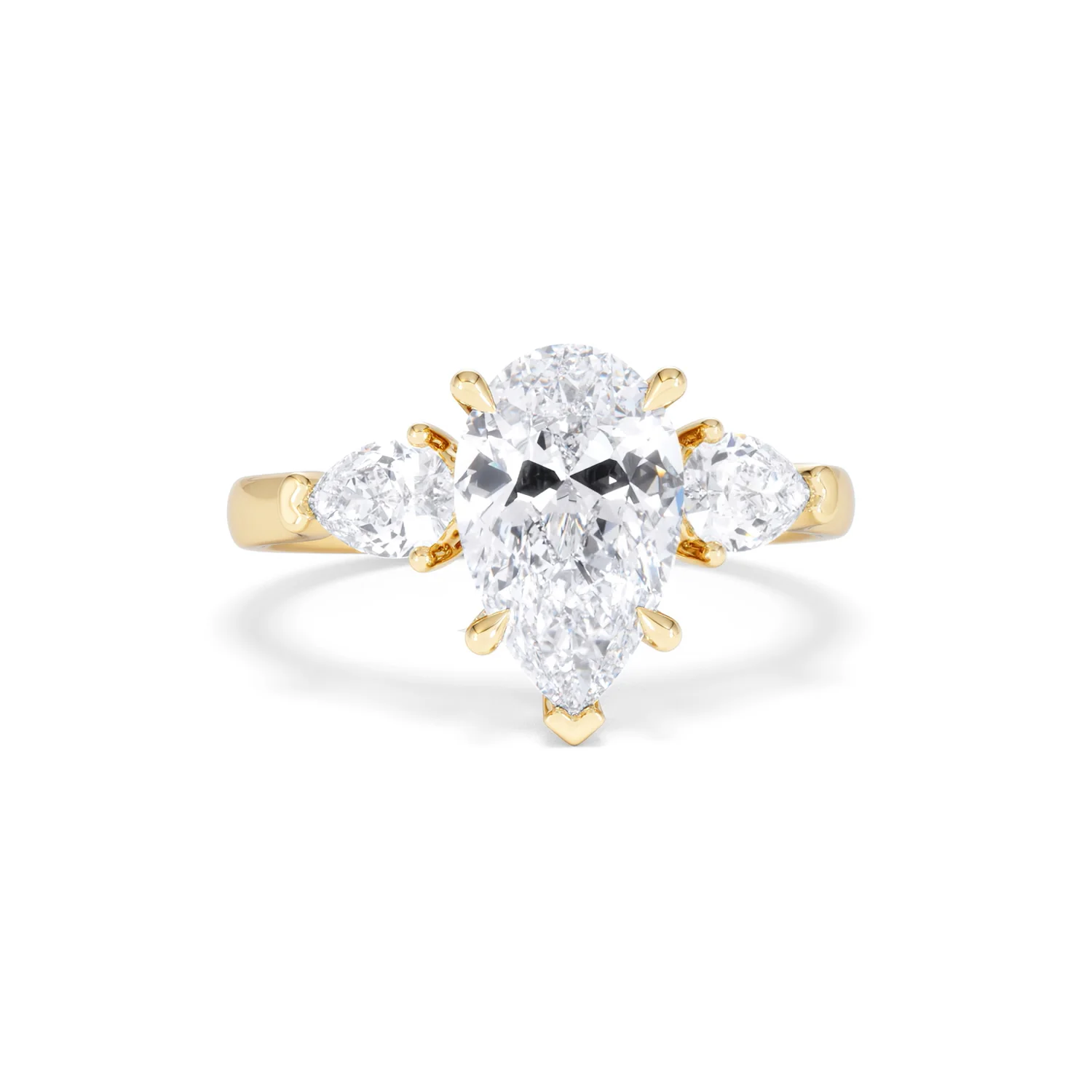 Adore 2.60ct Pear Cut Lab Diamond 3 Stone Engagement Ring in 18K Yellow Gold - Image 8