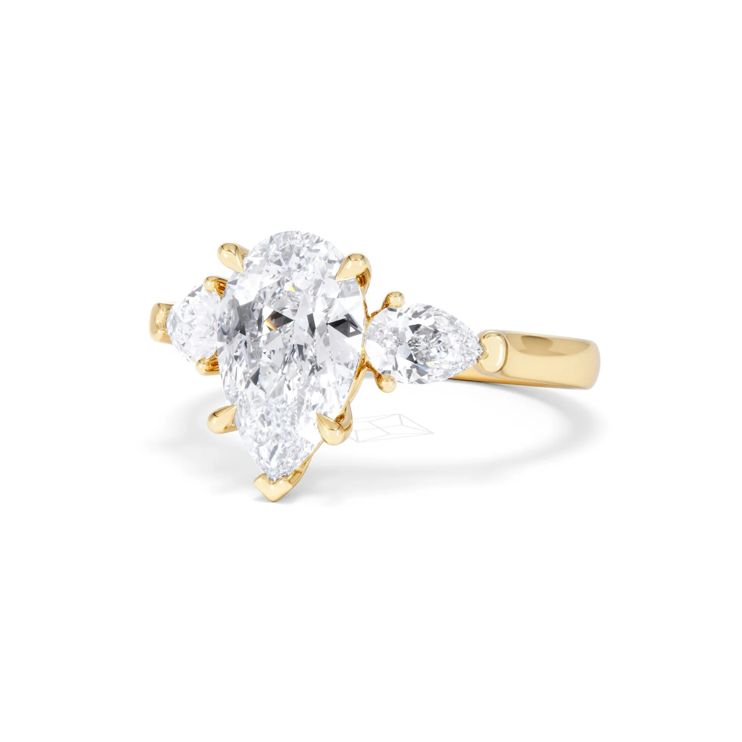 Adore 2.60ct Pear Cut Lab Diamond 3 Stone Engagement Ring in 18K Yellow Gold - Image 82