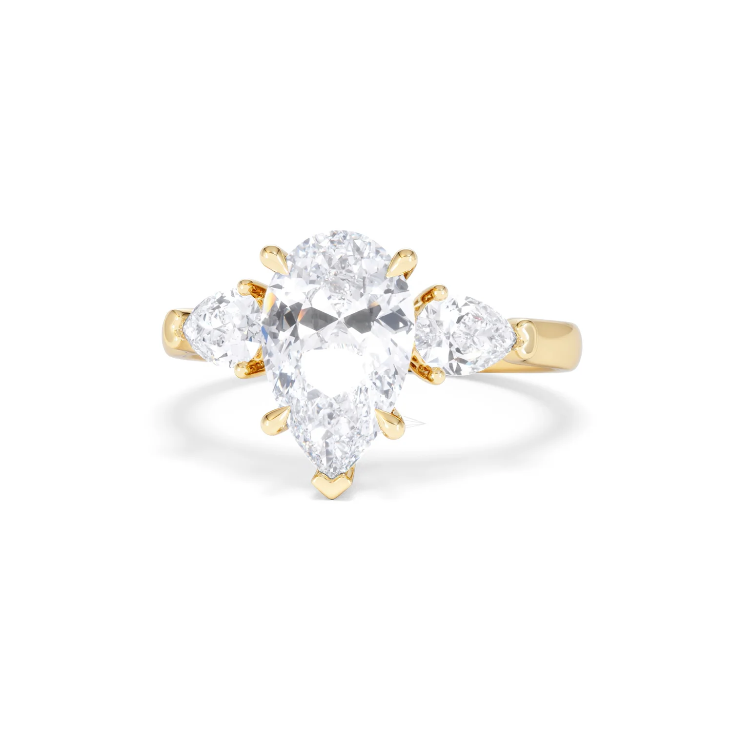 Adore 2.60ct Pear Cut Lab Diamond 3 Stone Engagement Ring in 18K Yellow Gold - Image 85