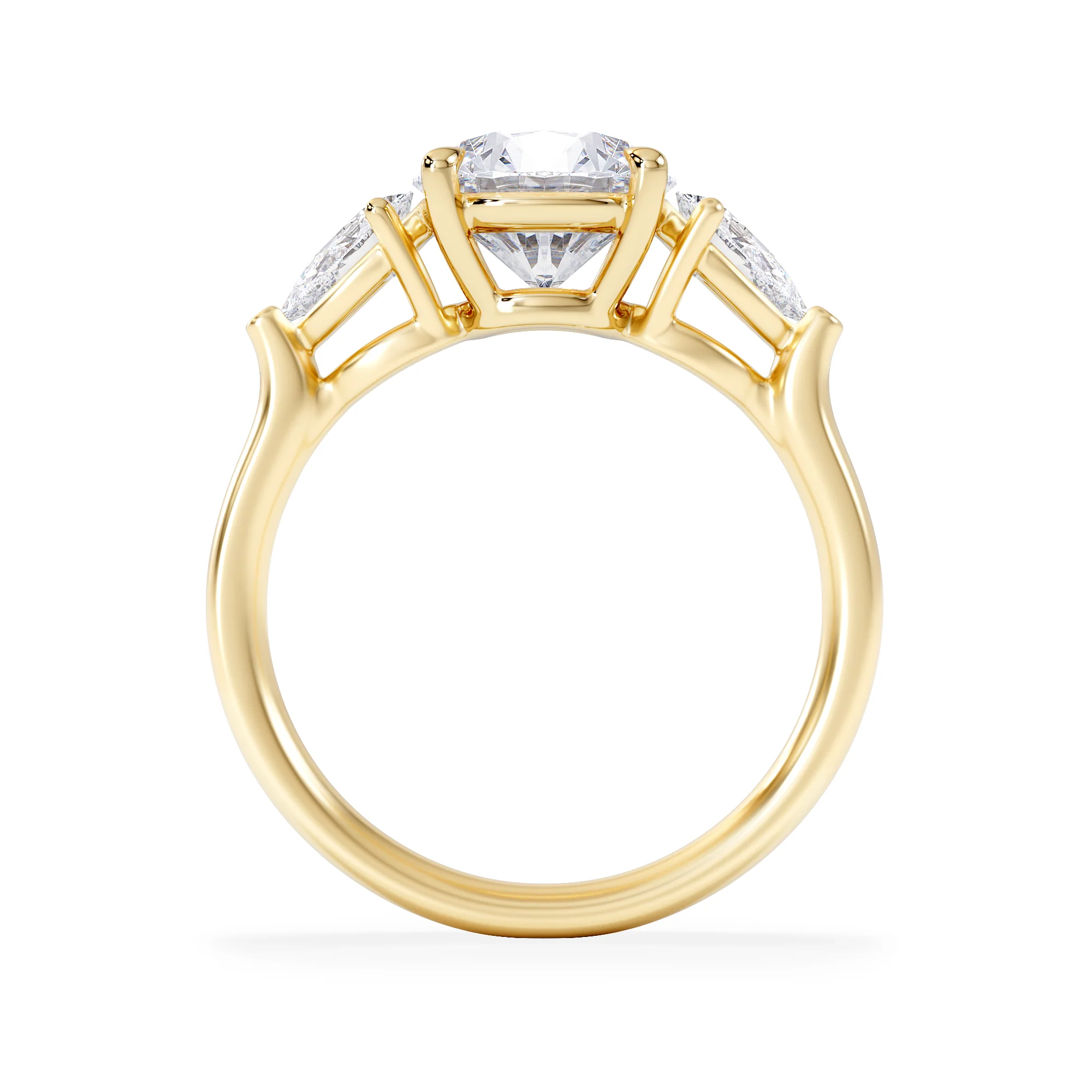 Adore 2.60ct Round Cut Lab Diamond 3 Stone Engagement Ring in 18K Yellow Gold - Image 3