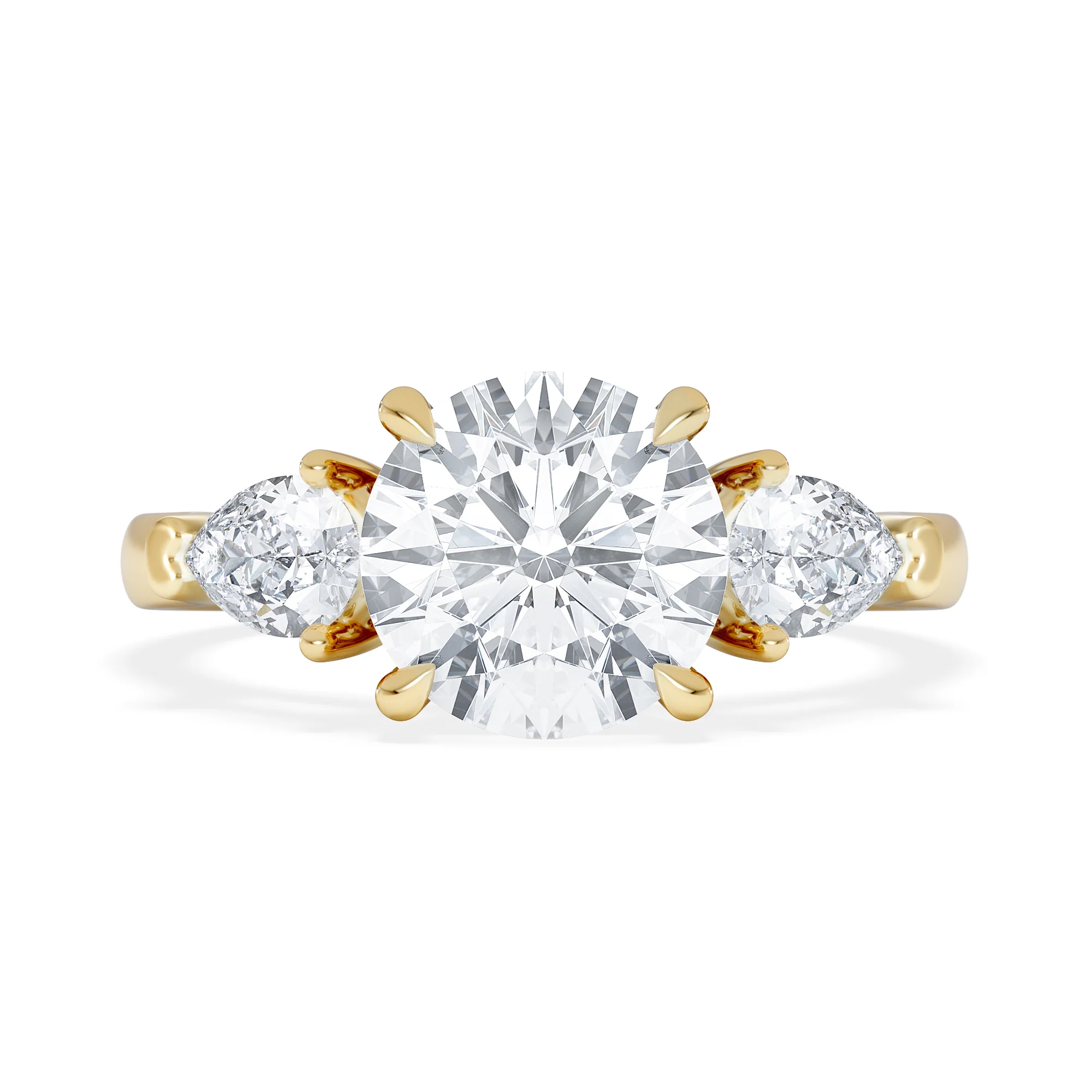 Adore 2.60ct Round Cut Lab Diamond 3 Stone Engagement Ring in 18K Yellow Gold - Image 6