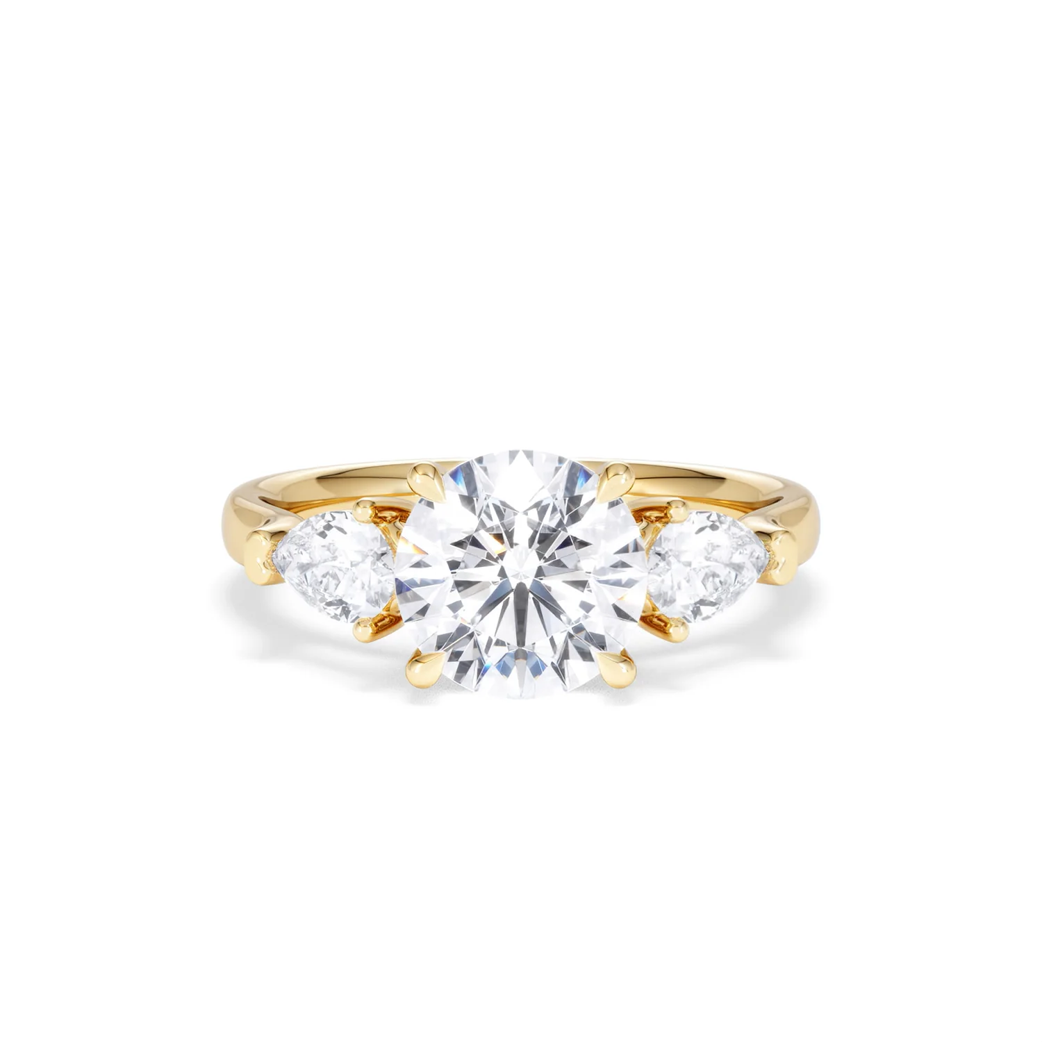 Adore 2.60ct Round Cut Lab Diamond 3 Stone Engagement Ring in 18K Yellow Gold - Image 7