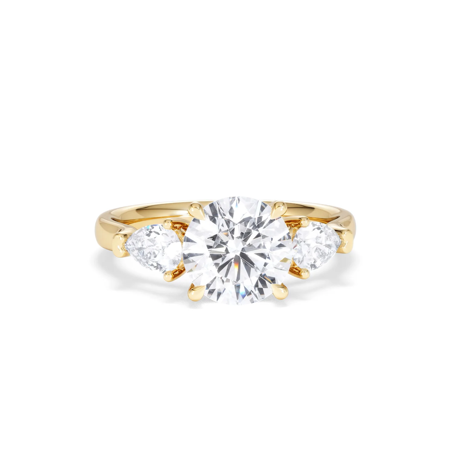 Adore 2.60ct Round Cut Lab Diamond 3 Stone Engagement Ring in 18K Yellow Gold - Image 8