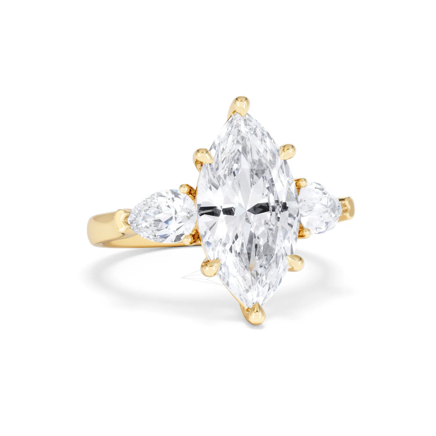 Adore 3.80ct Marquise Cut Lab Diamond 3 Stone Engagement Ring in 18K Yellow Gold - Image 10